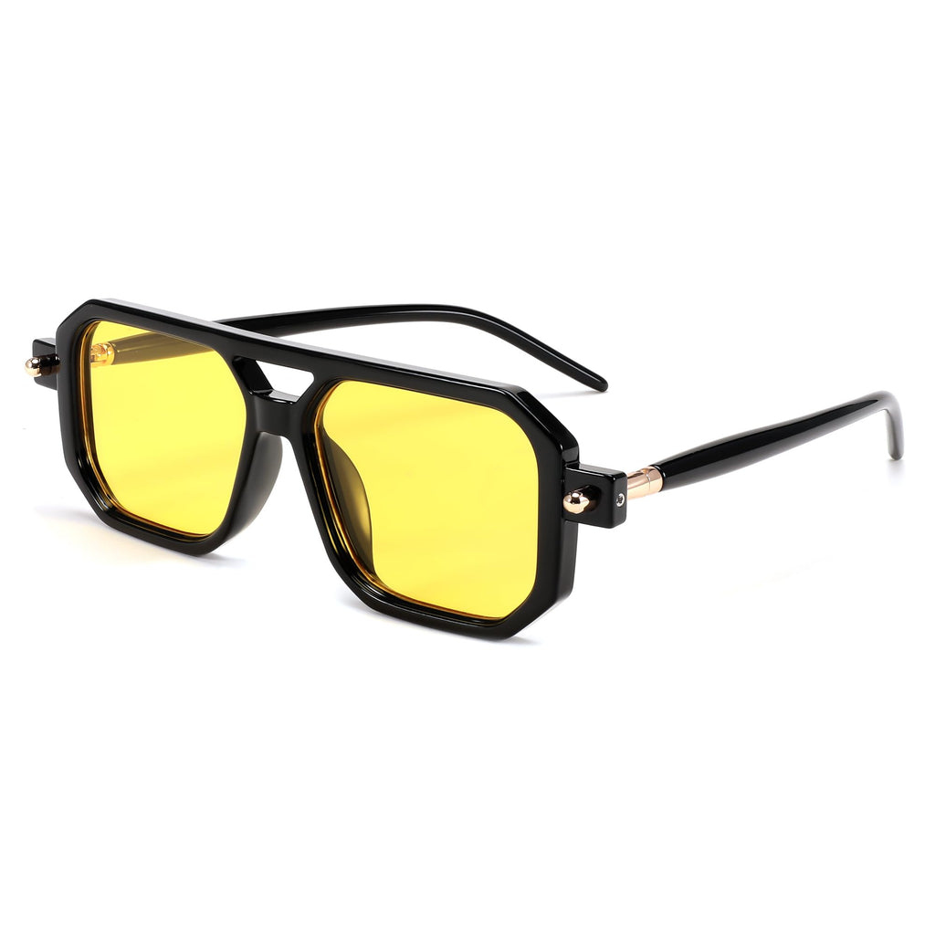 FEISEDY Vintage Square 70s Flat Aviator Sunglasses Women Men Classic Retro Stylish Frame UV400 Sunglasses B2622