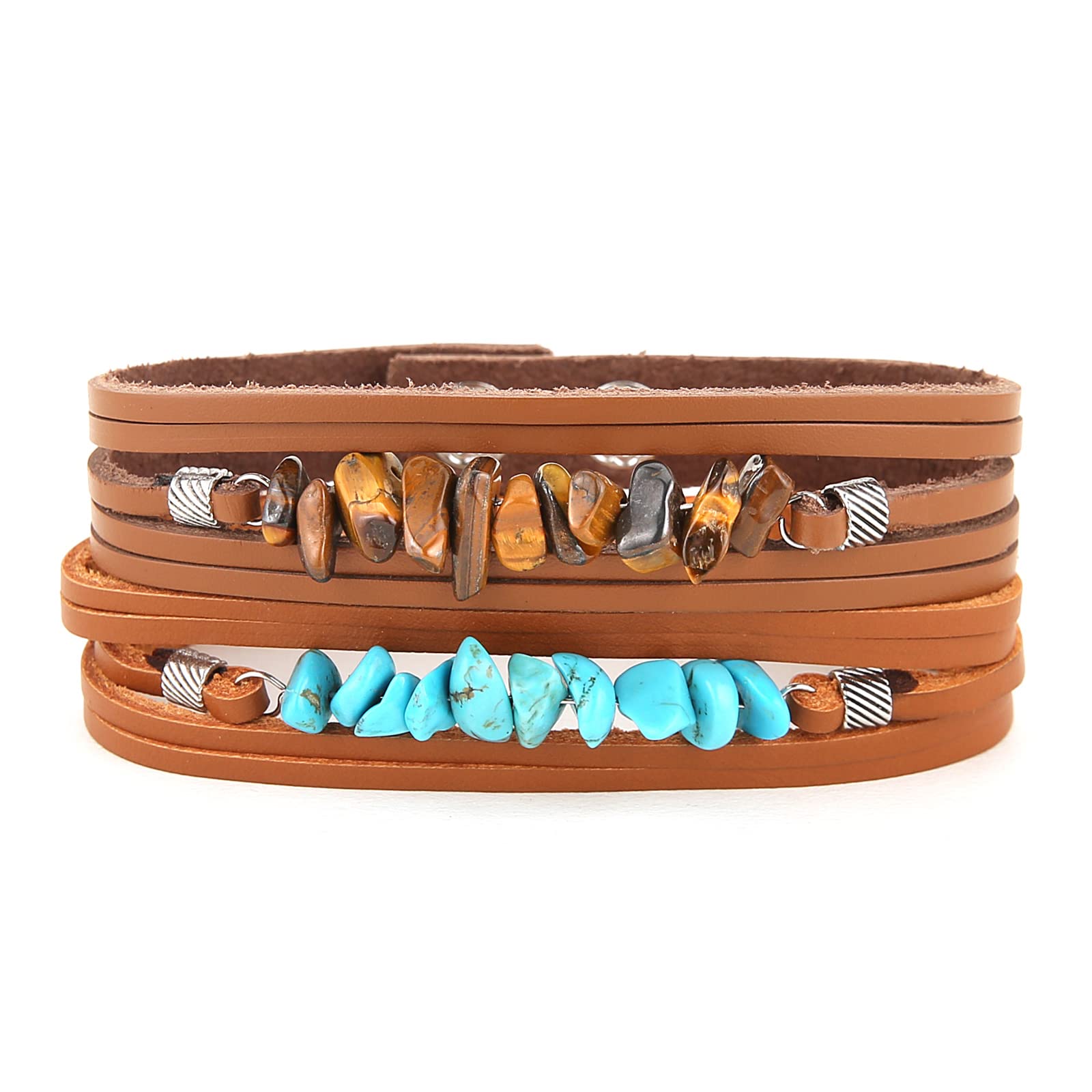 HZMAN Wrap Bracelets Men Women, Hemp Cords Wood Beads Ethnic Tribal Bracelets, Leather Wristbands
