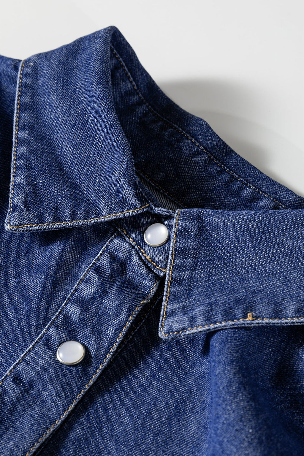 Ashleigh Blue Denim Shirt Collar Long Sleeve Flared Mini Dress