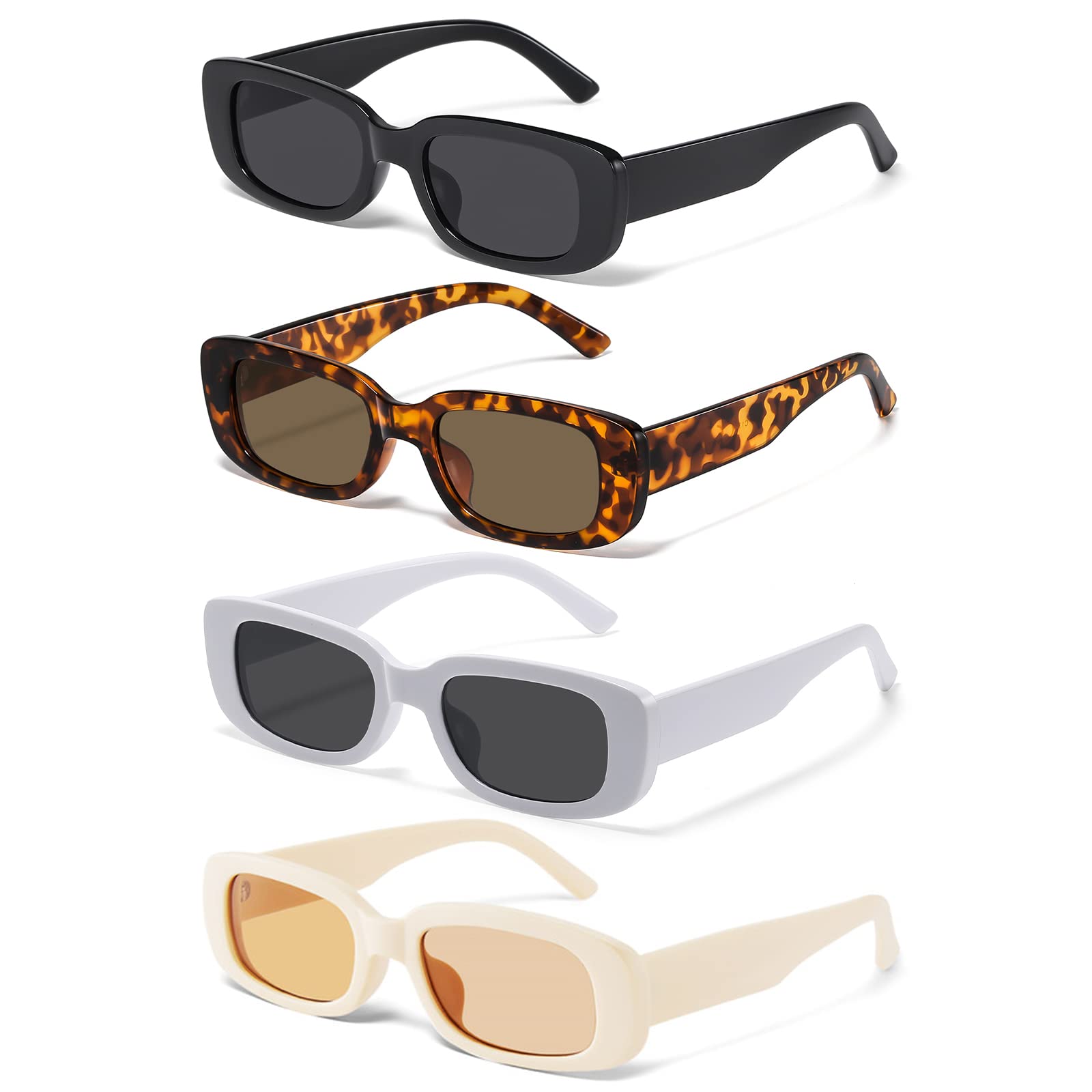 JASPIN Rectangle Sunglasses for Women Men Trendy Y2k Retro 90s Sun Glasses UV Protection Cool Square Frame