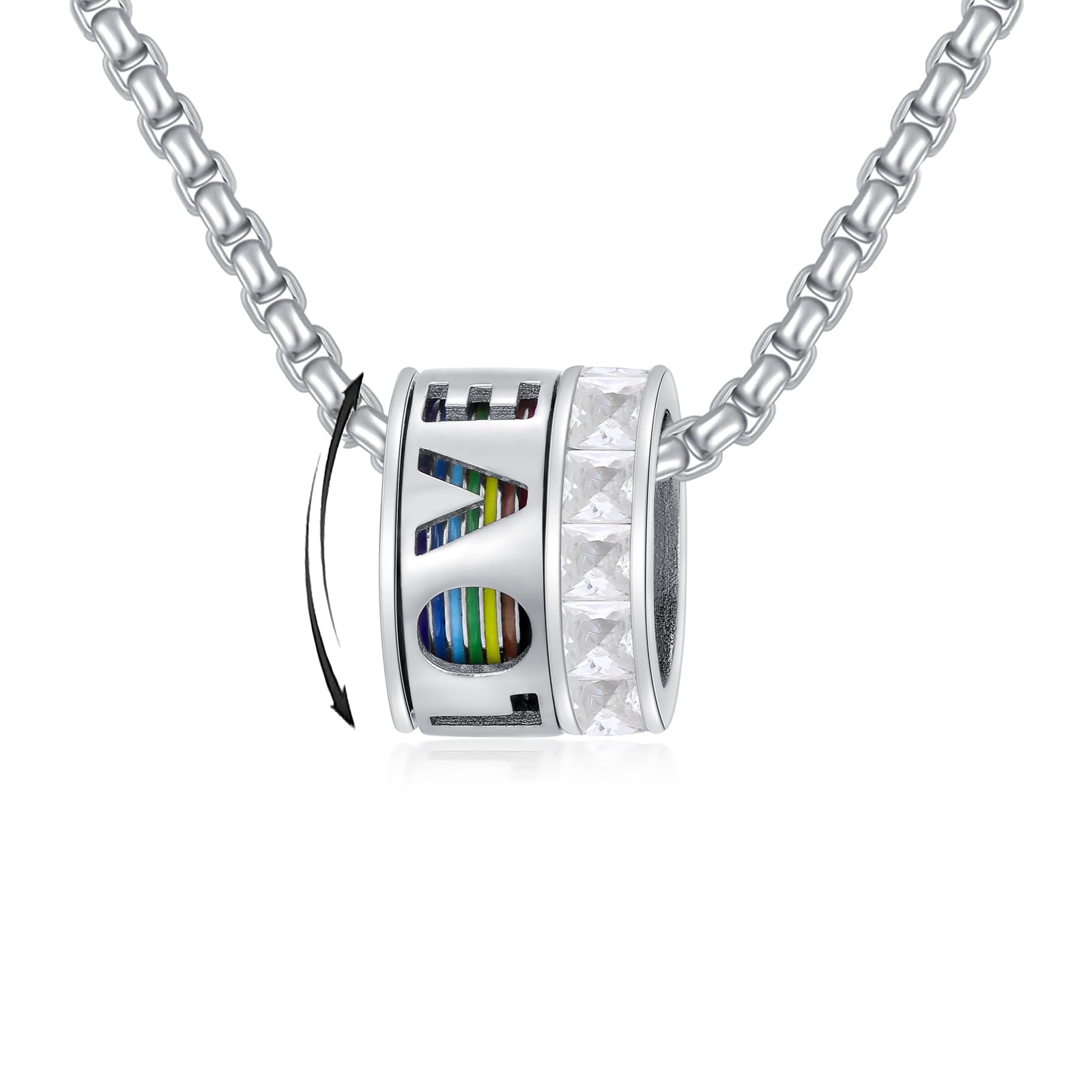 KoyeKei Pride Necklace Gifts for Women Men 925 Sterling Silver Rainbow Pride Pendant LGBT Gay Necklace Jewelry Gifts for Lesbian