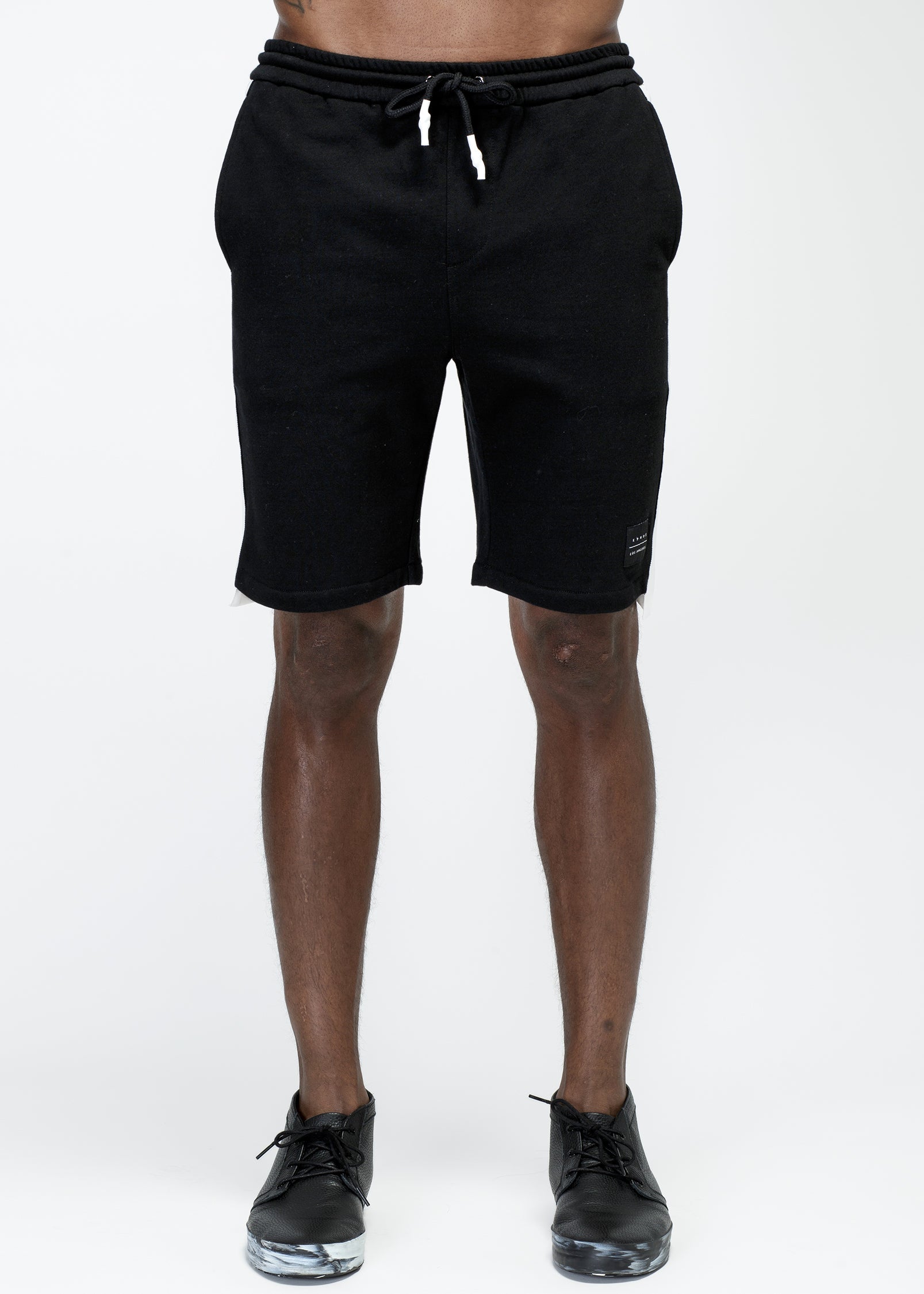Men's Sweat Shorts Side Tape Detail Black - Konus