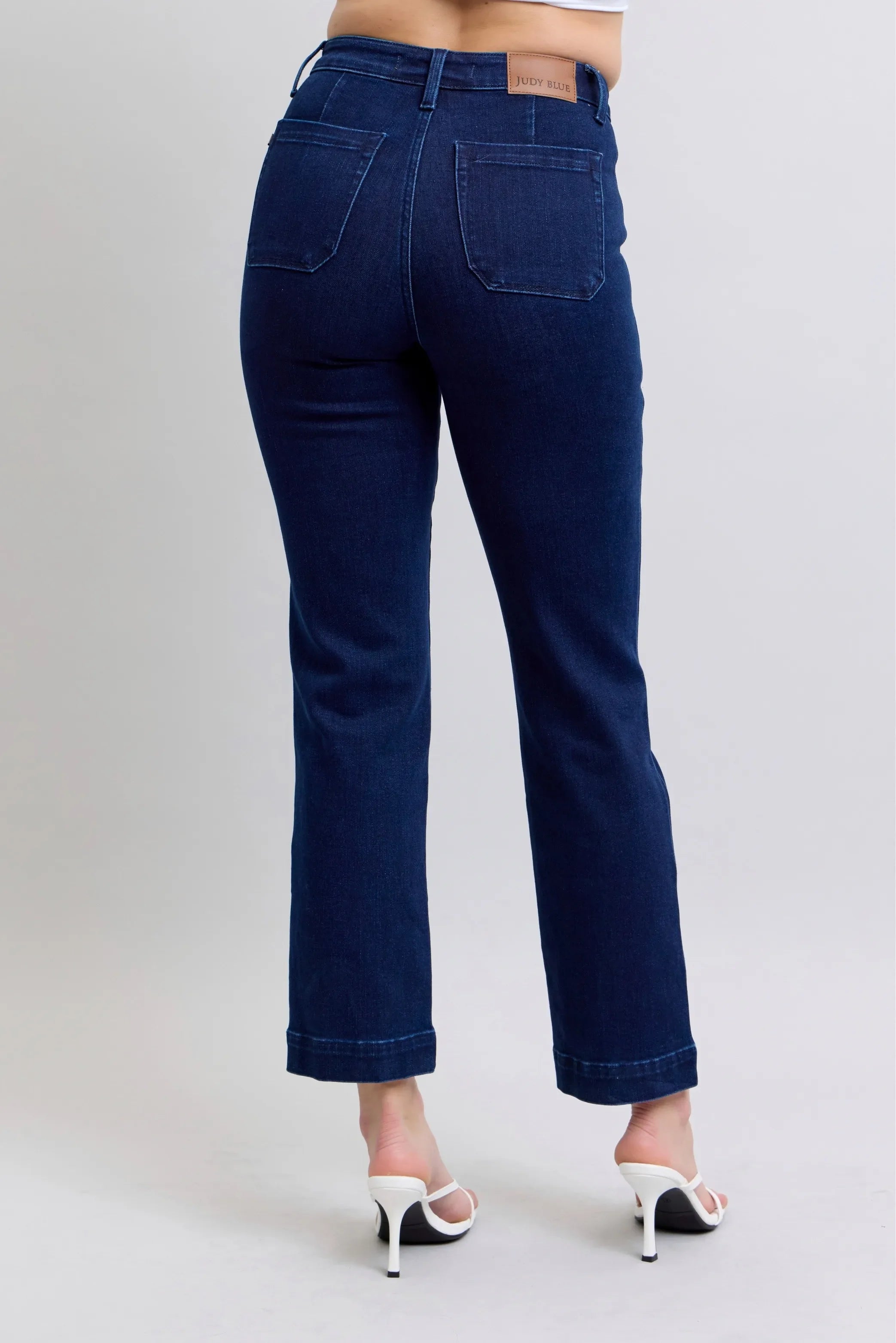 Full Size Hw Work Wear Knee Patch Straight Jeans Plus Size