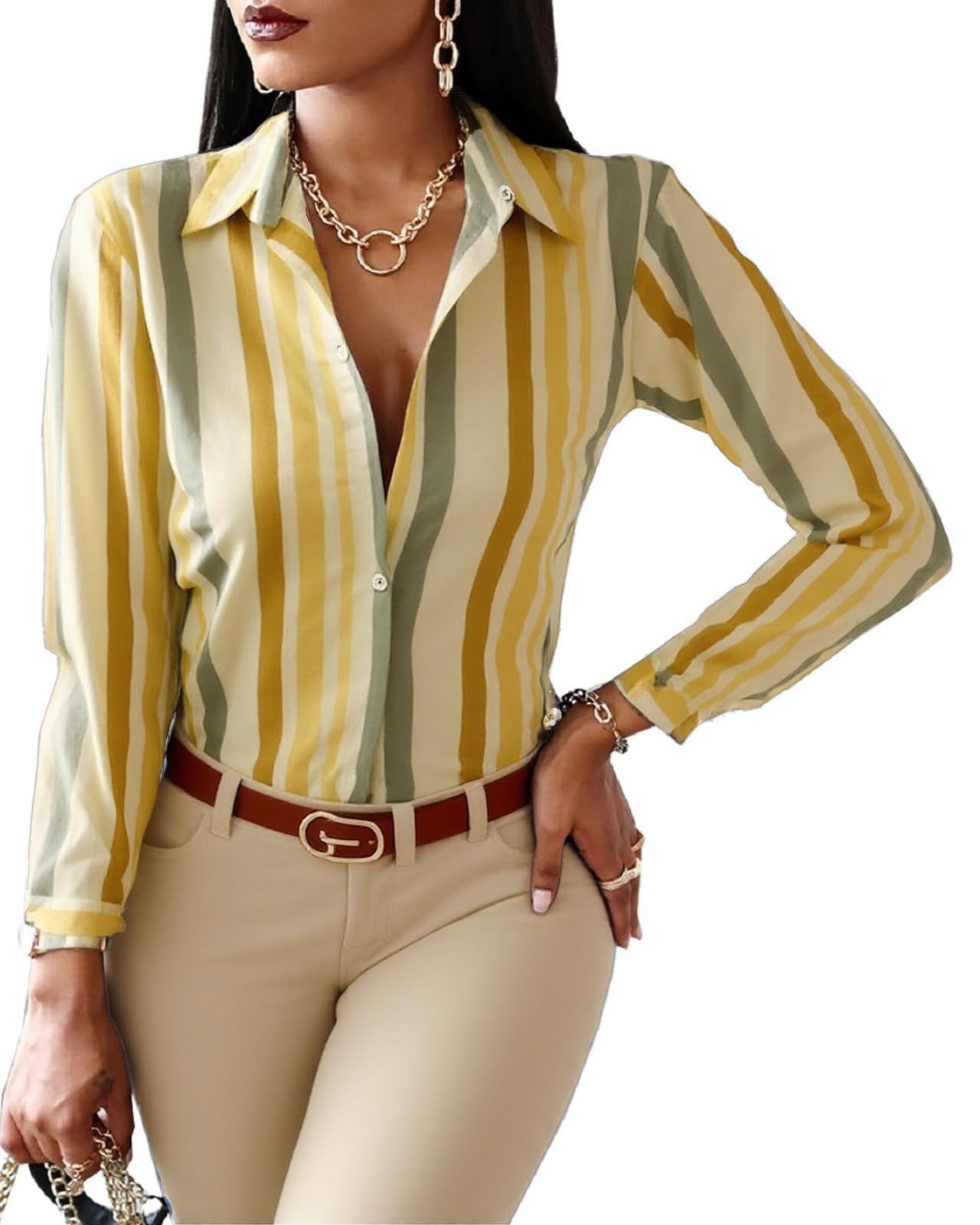 Blouses for Women Dressy Casual Colorful Long Sleeve Shirt Floral Print Tops Loose Collar Sexy T-Shirts Fashion 2023
