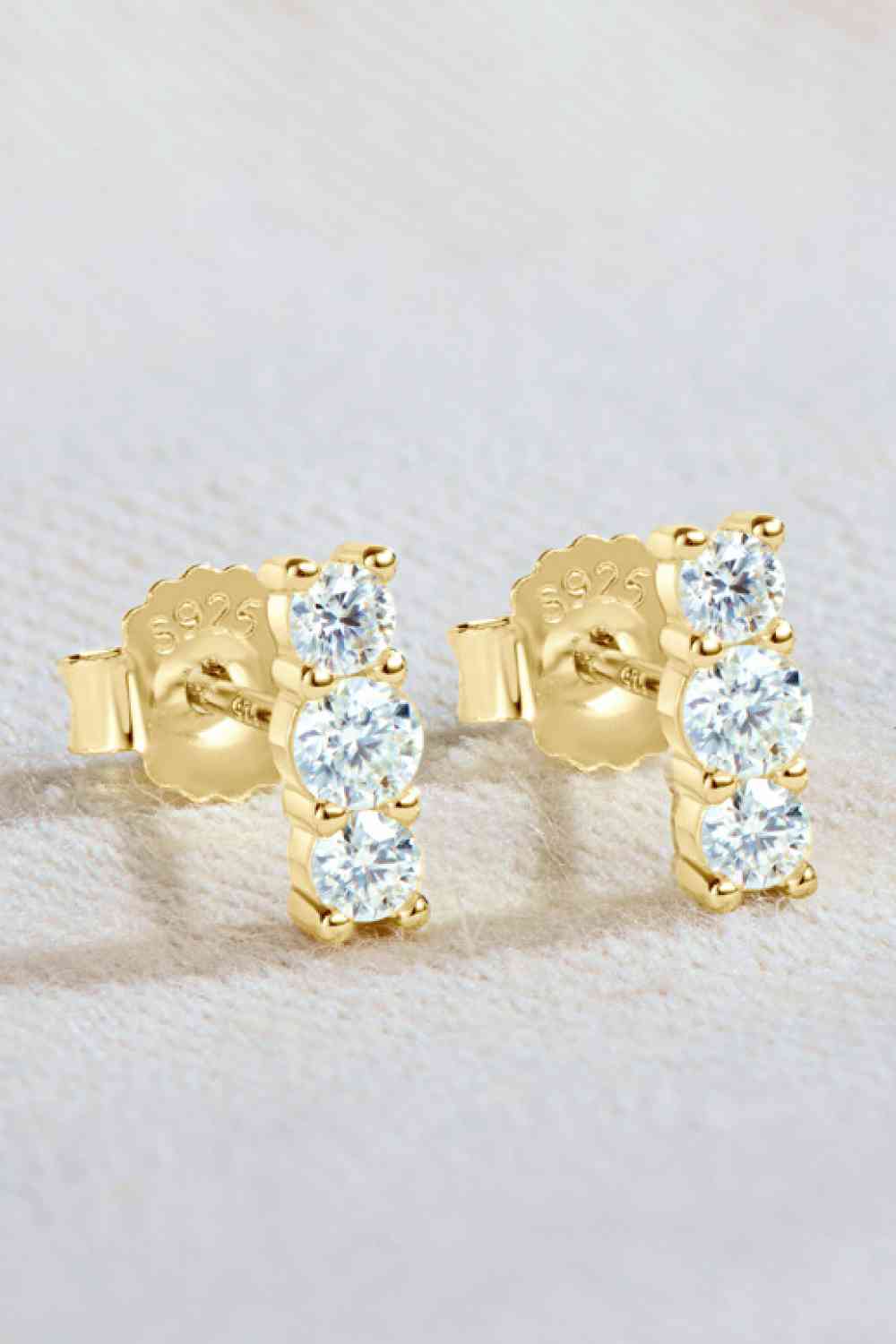 Heartbeat Rhythm Moissanite Stud Earrings – Modern Minimalist Design in 925 Sterling Silver See size chart under “more details”