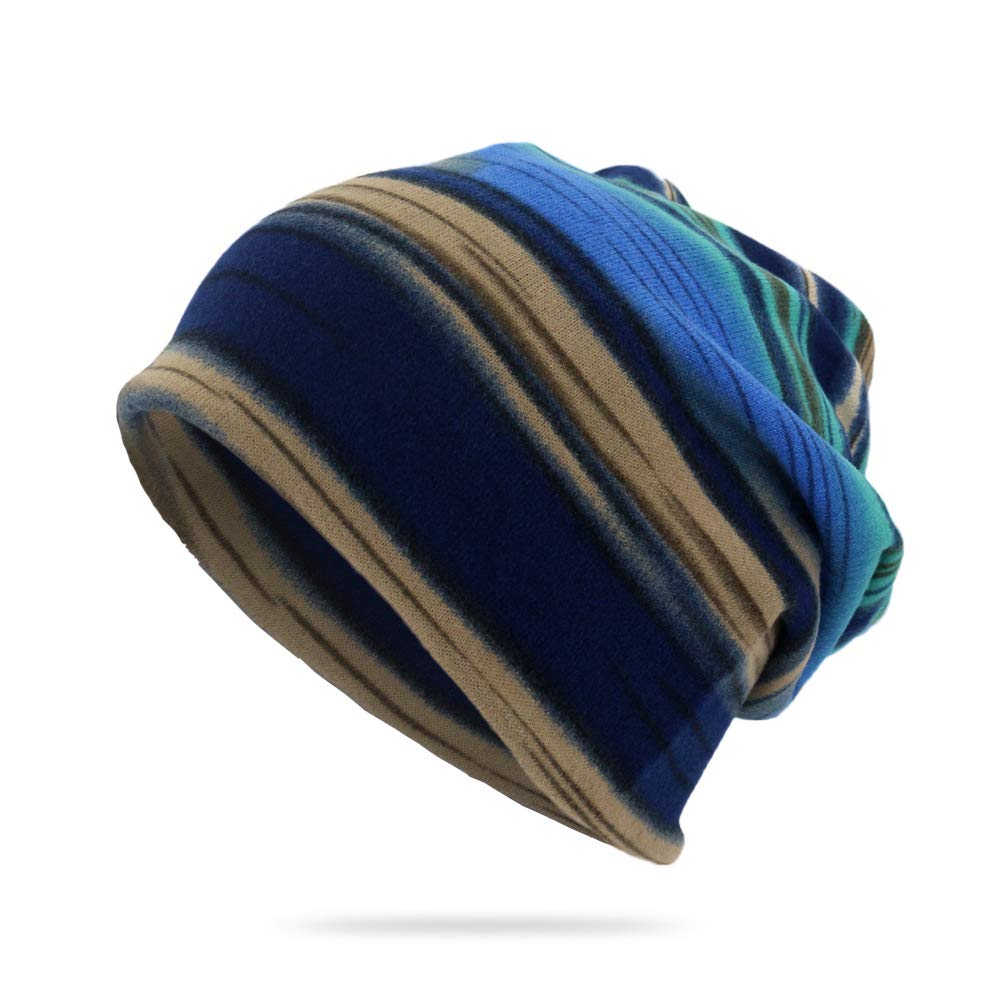 Unisex Stripe Print Multifunction Scarf Beanie Cap Casaul Outdoor Convertible Windproof Hats