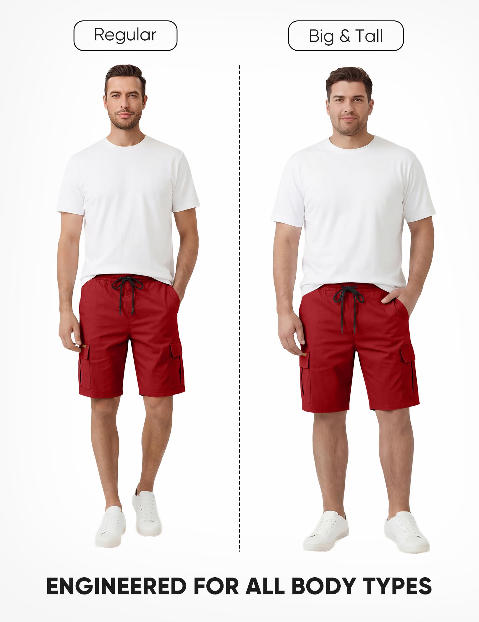 JMIERR Mens Casual Cotton Twill Cargo Shorts Drawstring Classic Chino Stretch Short with 6 Pockets