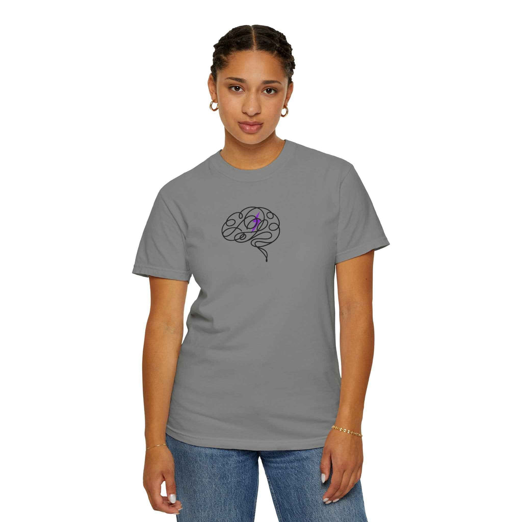 Abstract Brain Line Art T-Shirt – Epilepsy Awareness Edition