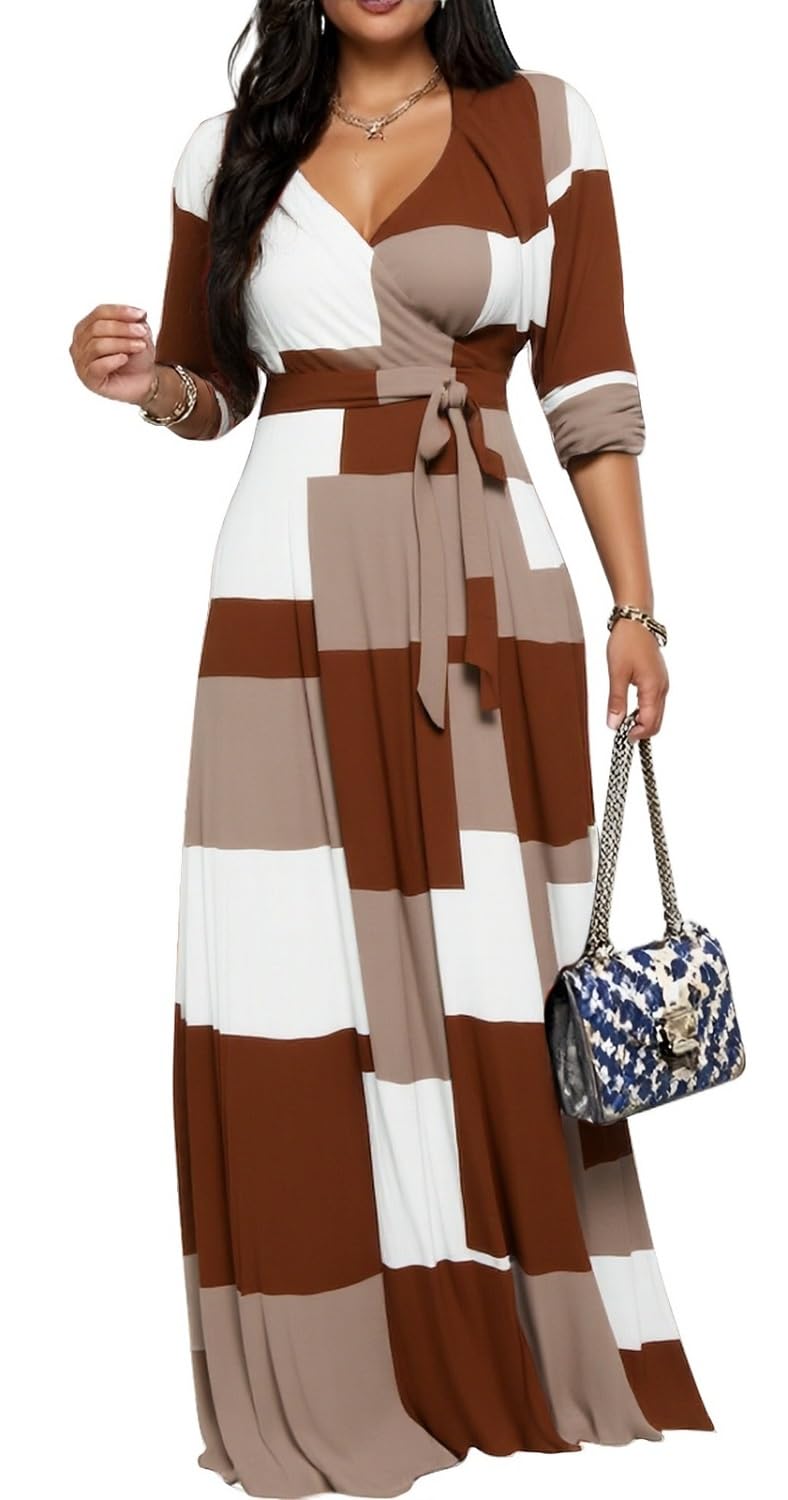 Maxi Dresses for Women Long Dress Casual V-Neck Loose Prom Dresses All Seasons
