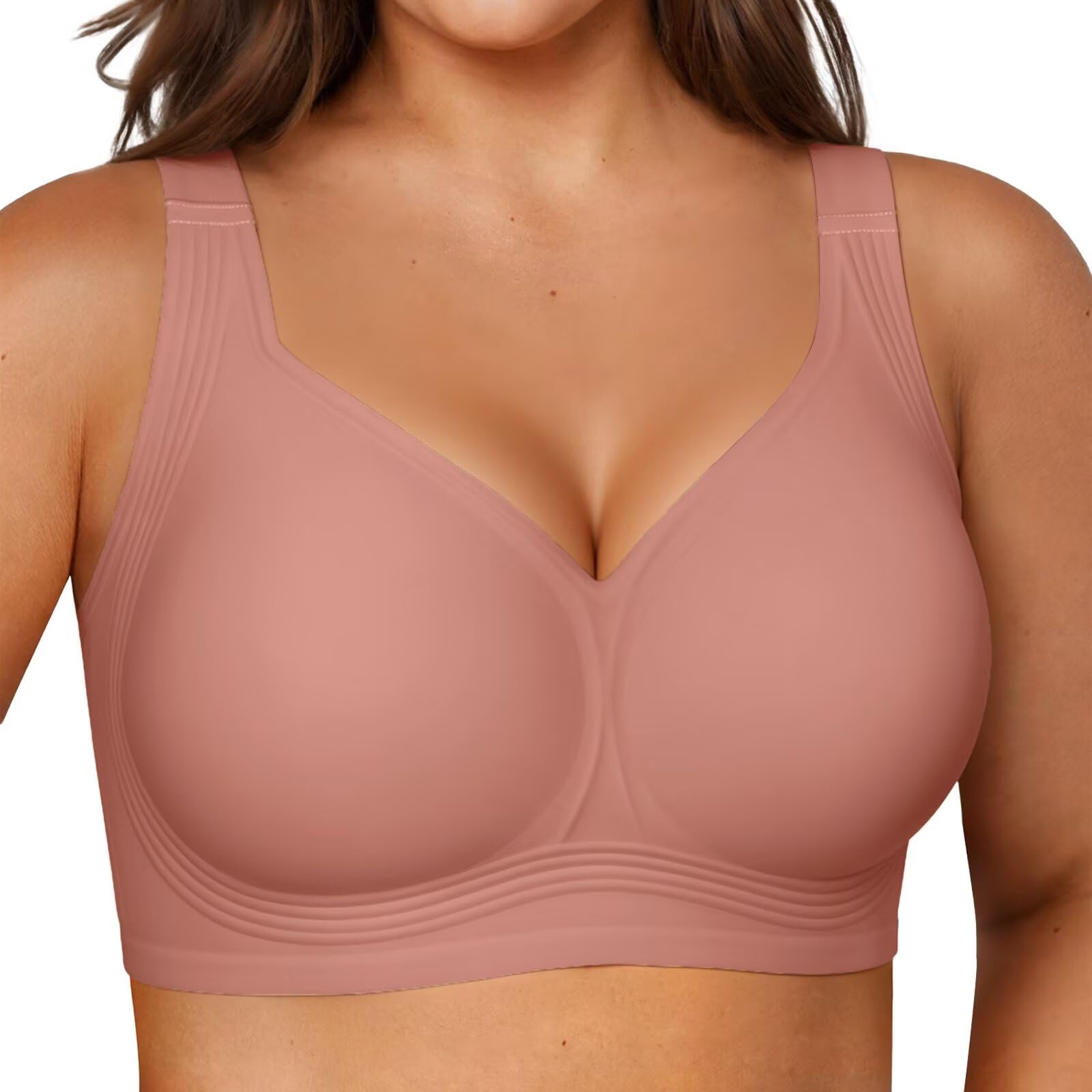 Vertvie Jelly Bras for Women Plus Size Minimizer Soft Wireless Push Up Bra Full Supportive Older Lift Back Coverage Bralette