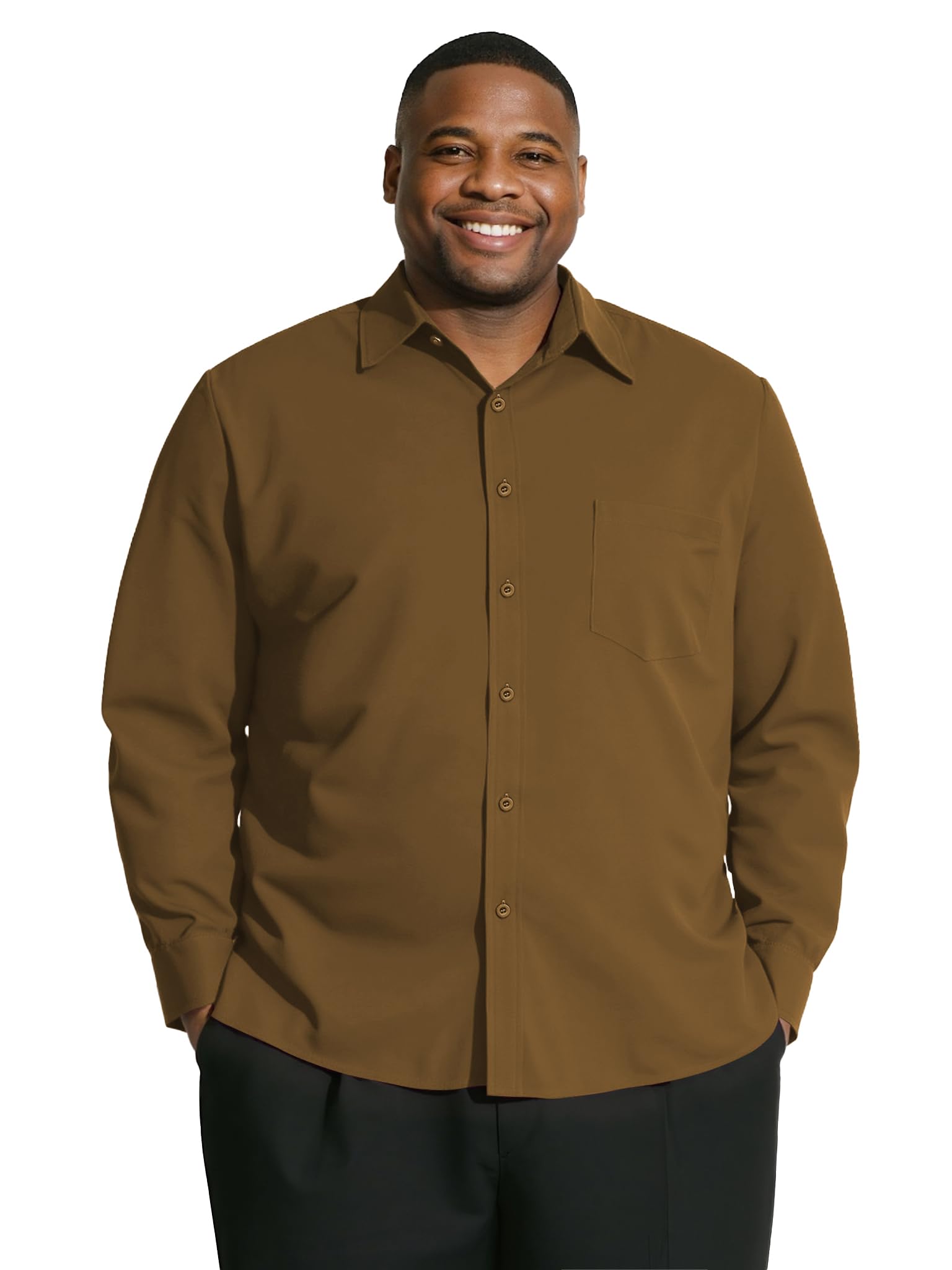 Yuyapu Big and Tall Shirts for Men, Long Sleeve Casual Dress Shirts Button Down with Pocket for Business,Travel,Daily Wear