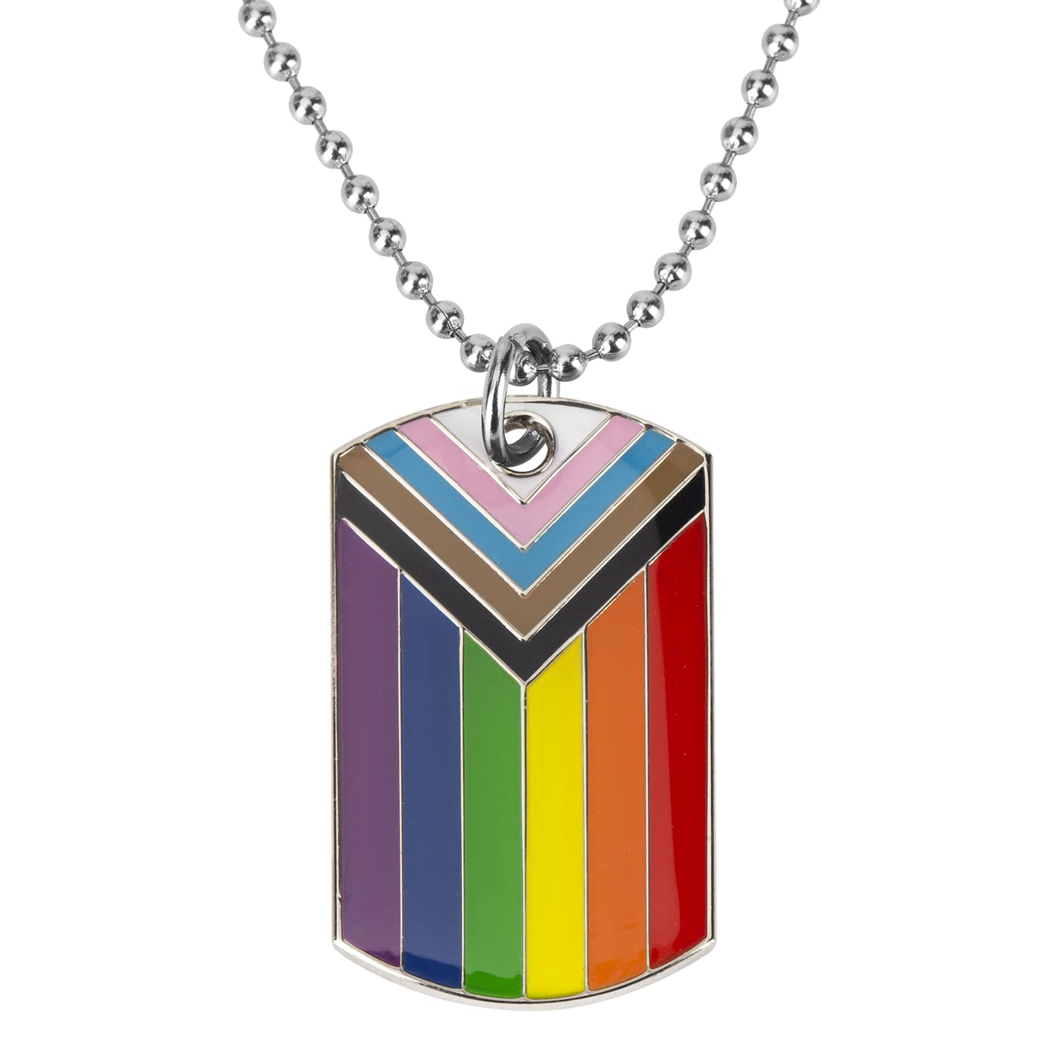 COLDDOX Progress Pride Dog Tags Pendant Rainbow Pride Gift LGBT Necklace