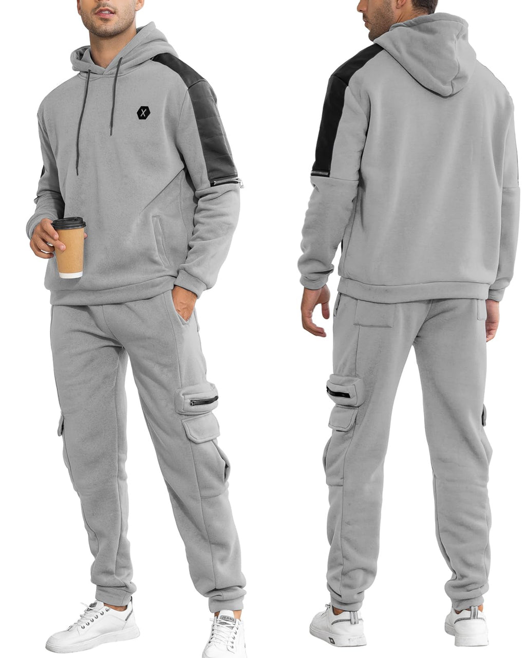 VoLIta Men's Tracksuit 2 Piece Hoodie Athletic Jogging Sweatsuits for Men Casual Sports Long Sleeve Pullover Suit Set