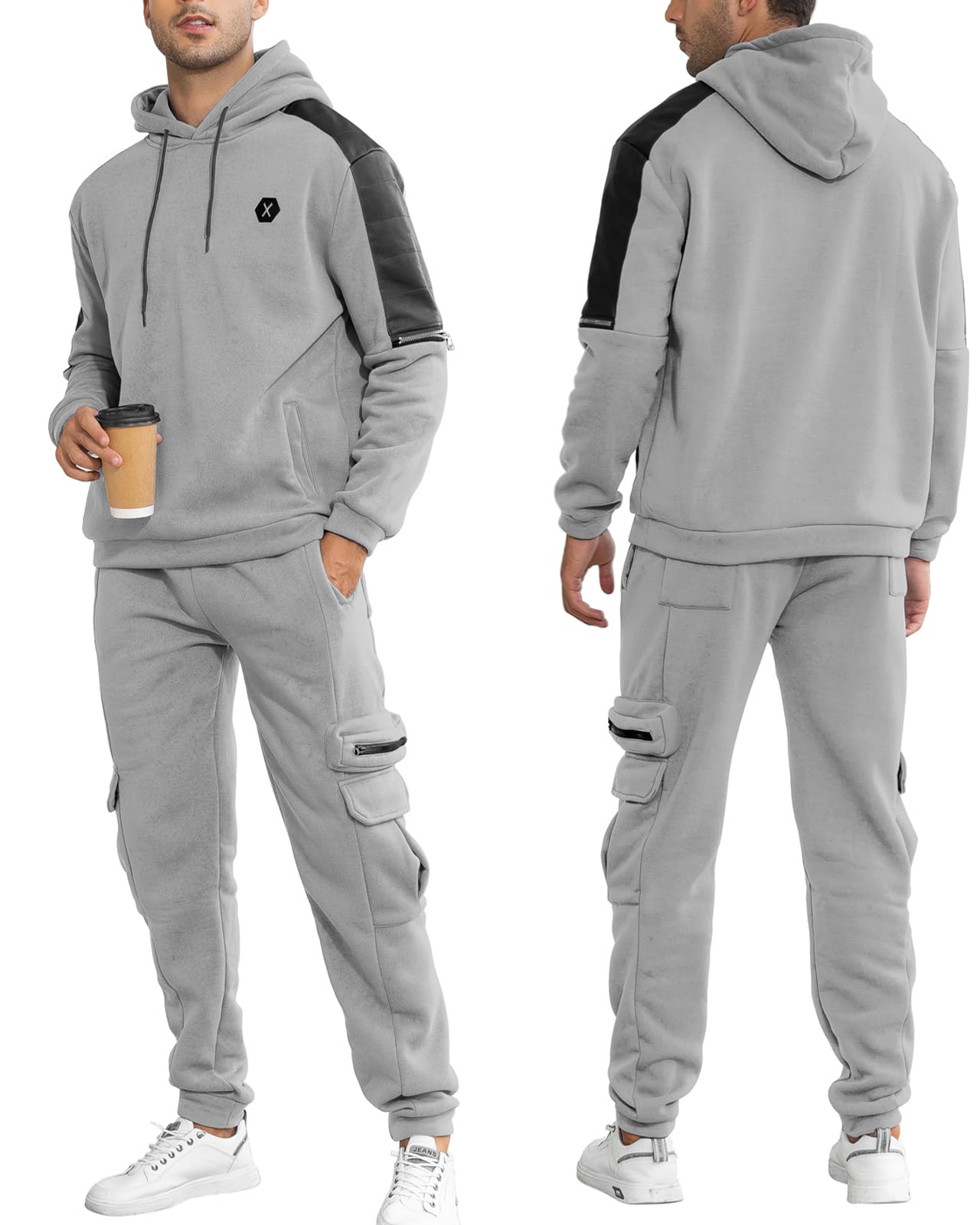 VoLIta Men's Tracksuit 2 Piece Hoodie Athletic Jogging Sweatsuits for Men Casual Sports Long Sleeve Pullover Suit Set