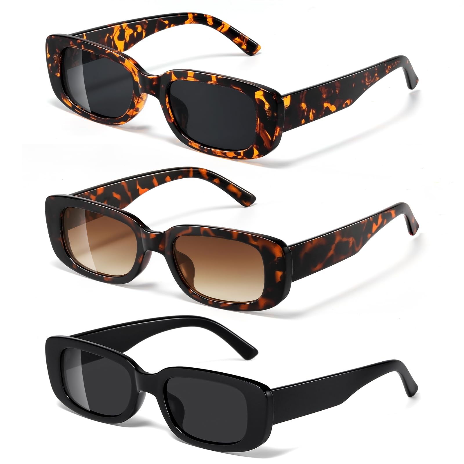 JASPIN Rectangle Sunglasses for Women Men Trendy Y2k Retro 90s Sun Glasses UV Protection Cool Square Frame