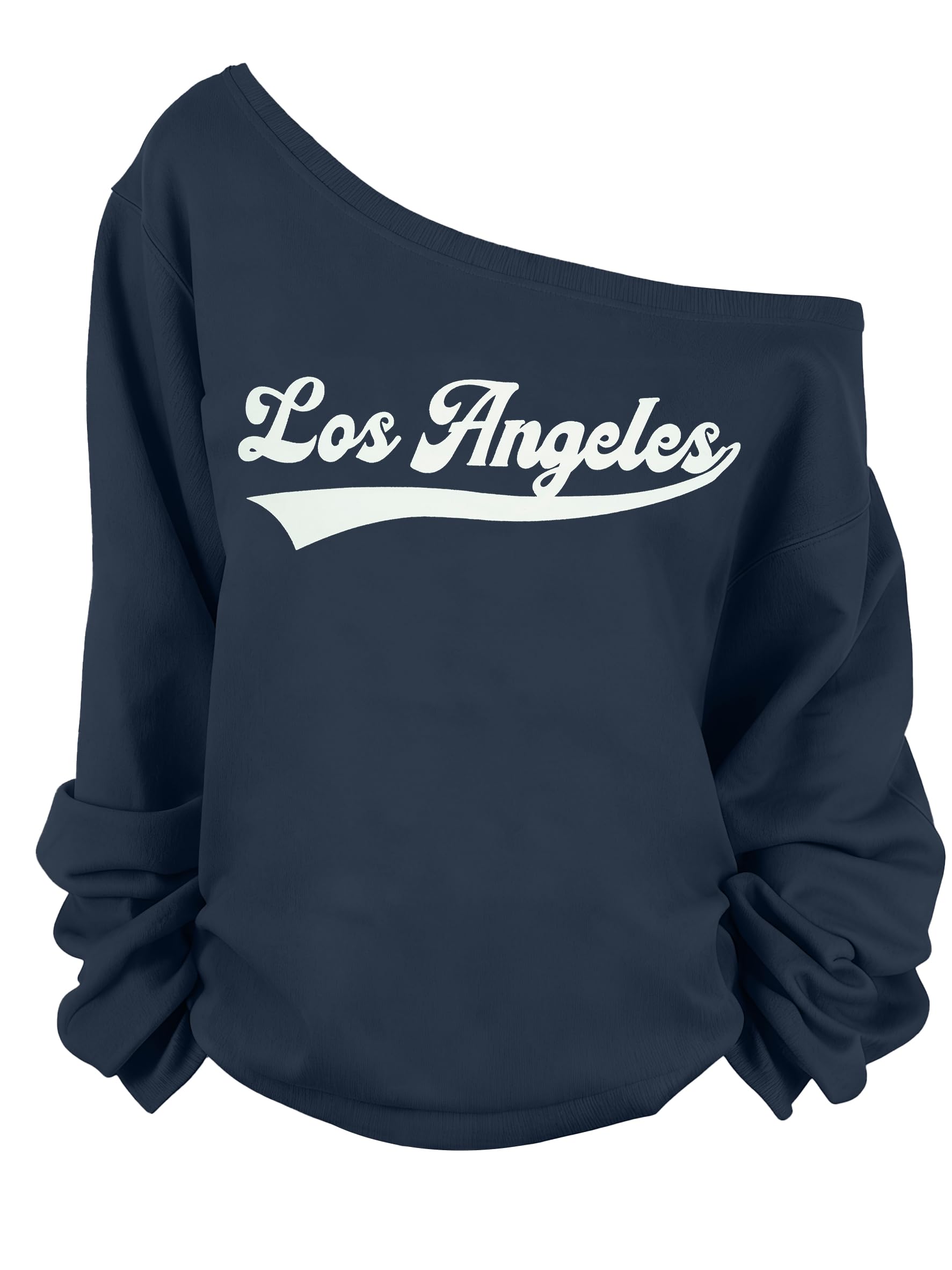 FASHGL Women's Off The Shoulder Sweatshirts Tops Oversized Sweatshirt Streetwear Y2K Jersey Number Graphic Long Sleeve