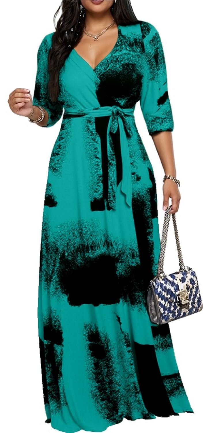 Maxi Dresses for Women Long Dress Casual V-Neck Loose Prom Dresses All Seasons