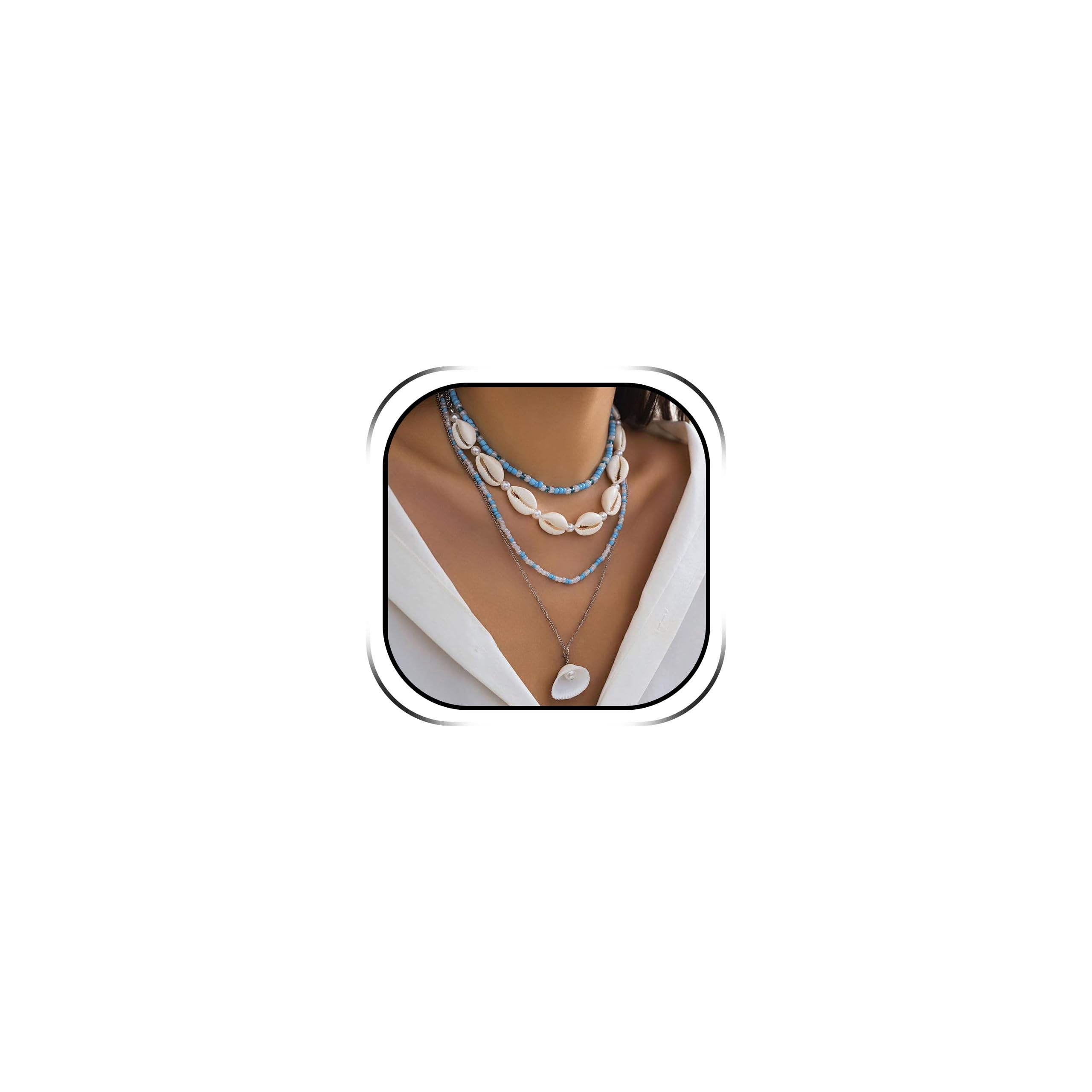 YANCHUN Shell Necklace Beach Jewelry for Women Sea Shell Necklace Layered Gold Shell Charm Necklaces Summer Outfits for Women Beach Fashion Accessories
