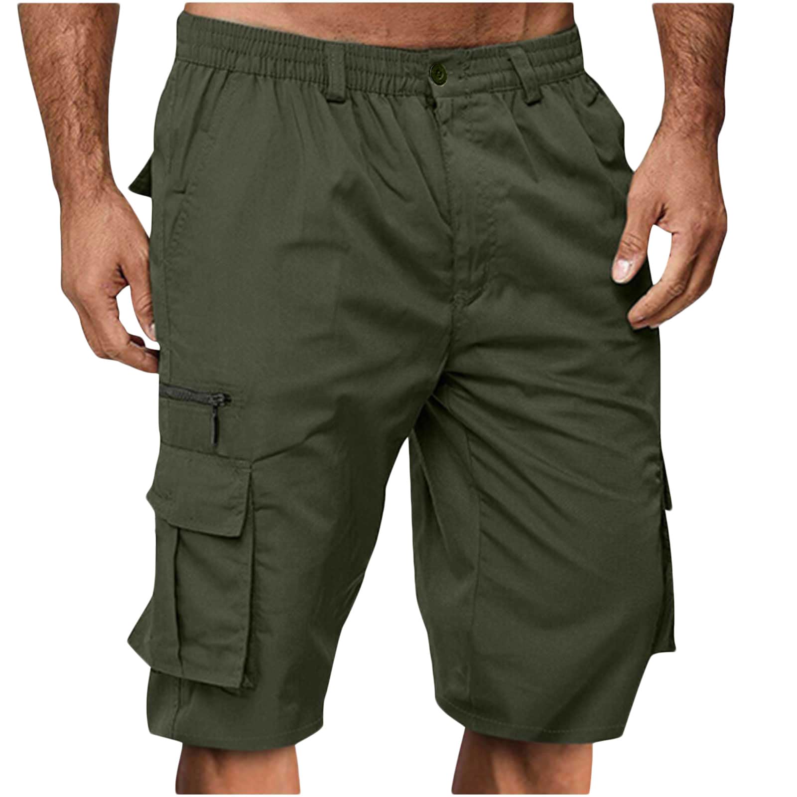 SMIDOW Cargo Shorts for Men - Big and Tall Casual Summer Elastic Waist Outdoor Work Hiking Cargo Short Pants with Pockets