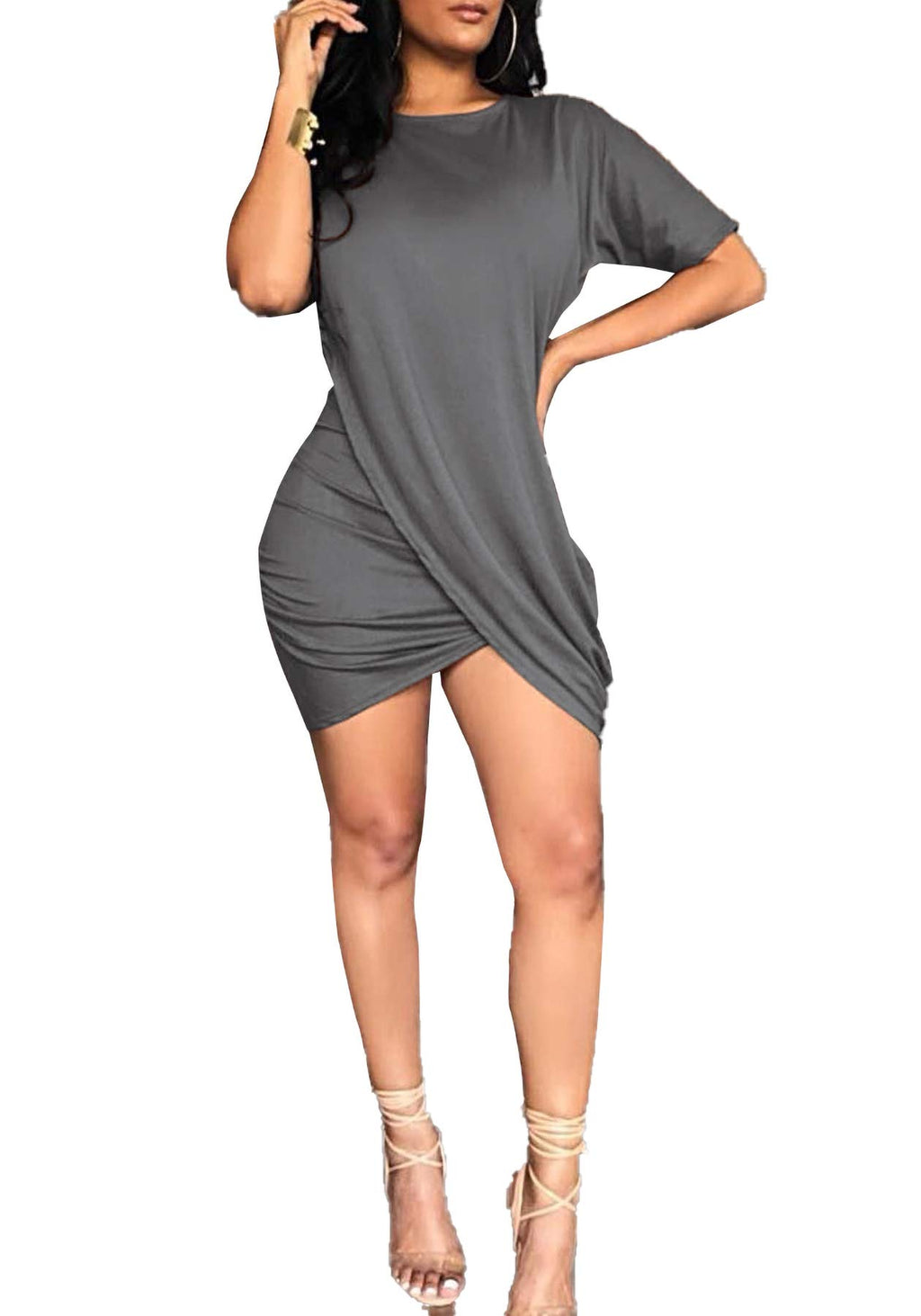 LKOUS Women's Summer Elegant Bowknot Sleeveless Ruffle Bodycon Midi Dress Plus Size S-3XL