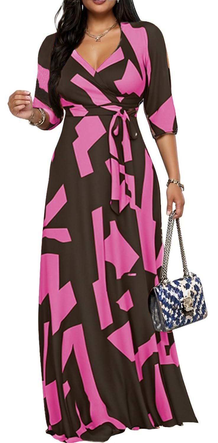 Maxi Dresses for Women Long Dress Casual V-Neck Loose Prom Dresses All Seasons
