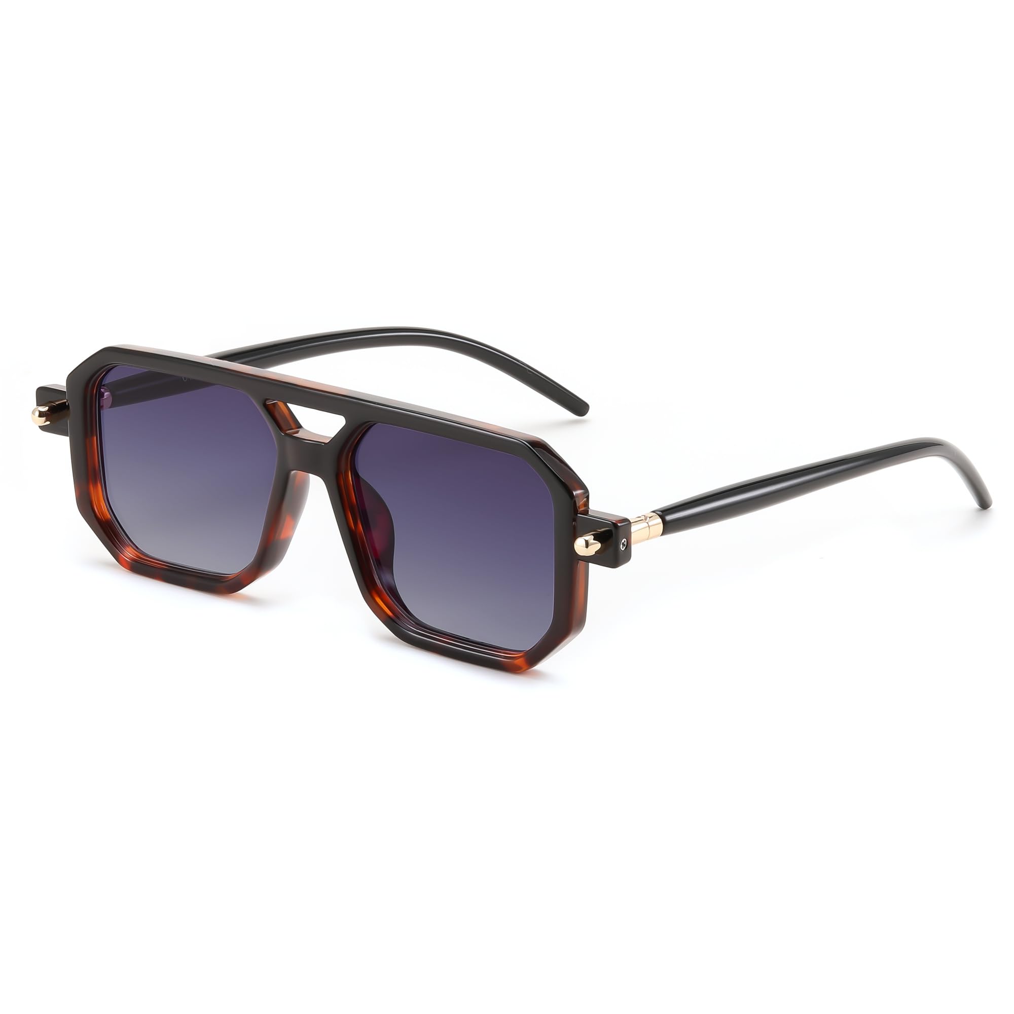 FEISEDY Vintage Square 70s Flat Aviator Sunglasses Women Men Classic Retro Stylish Frame UV400 Sunglasses B2622