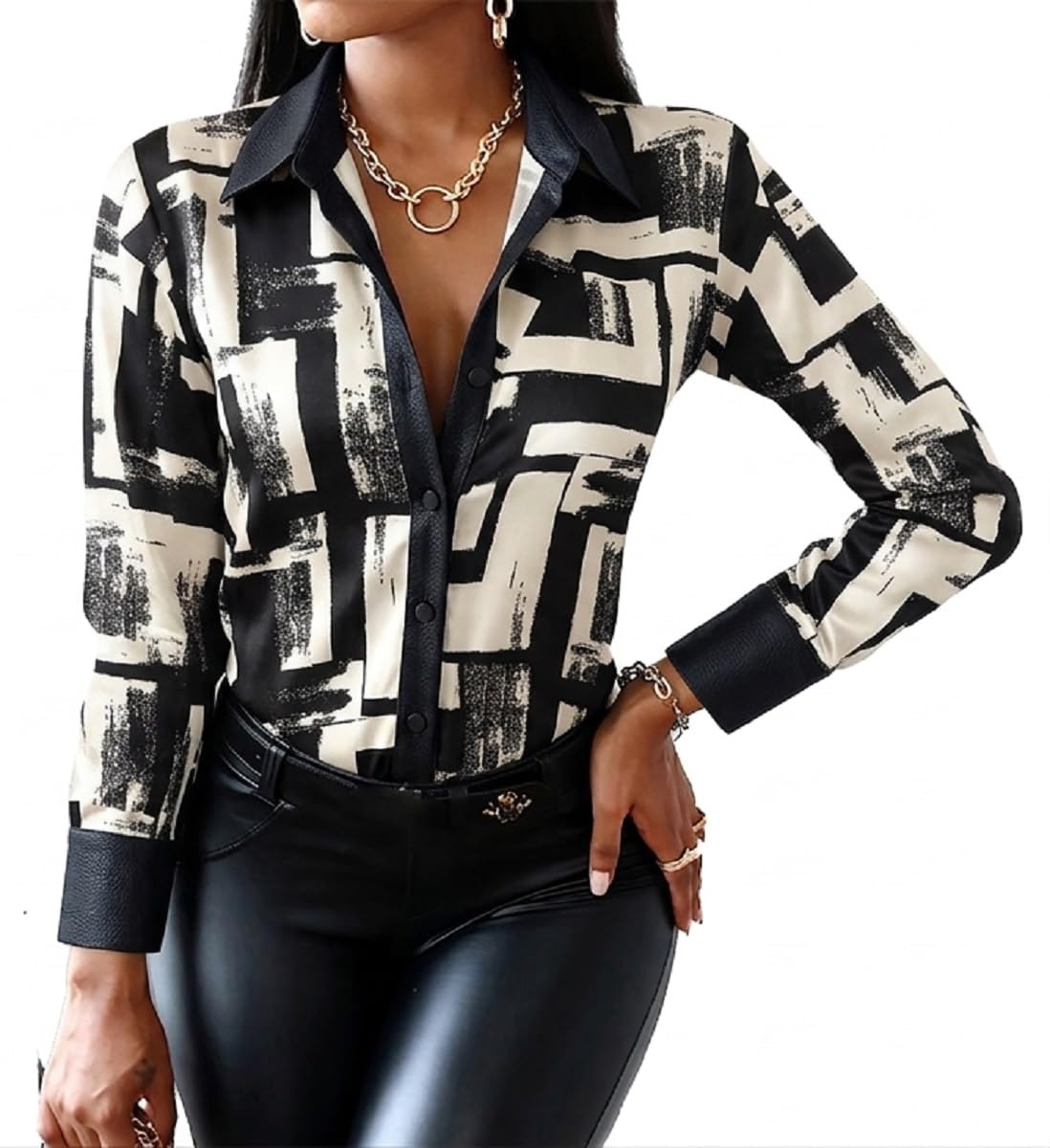 Blouses for Women Dressy Casual Colorful Long Sleeve Shirt Floral Print Tops Loose Collar Sexy T-Shirts Fashion 2023