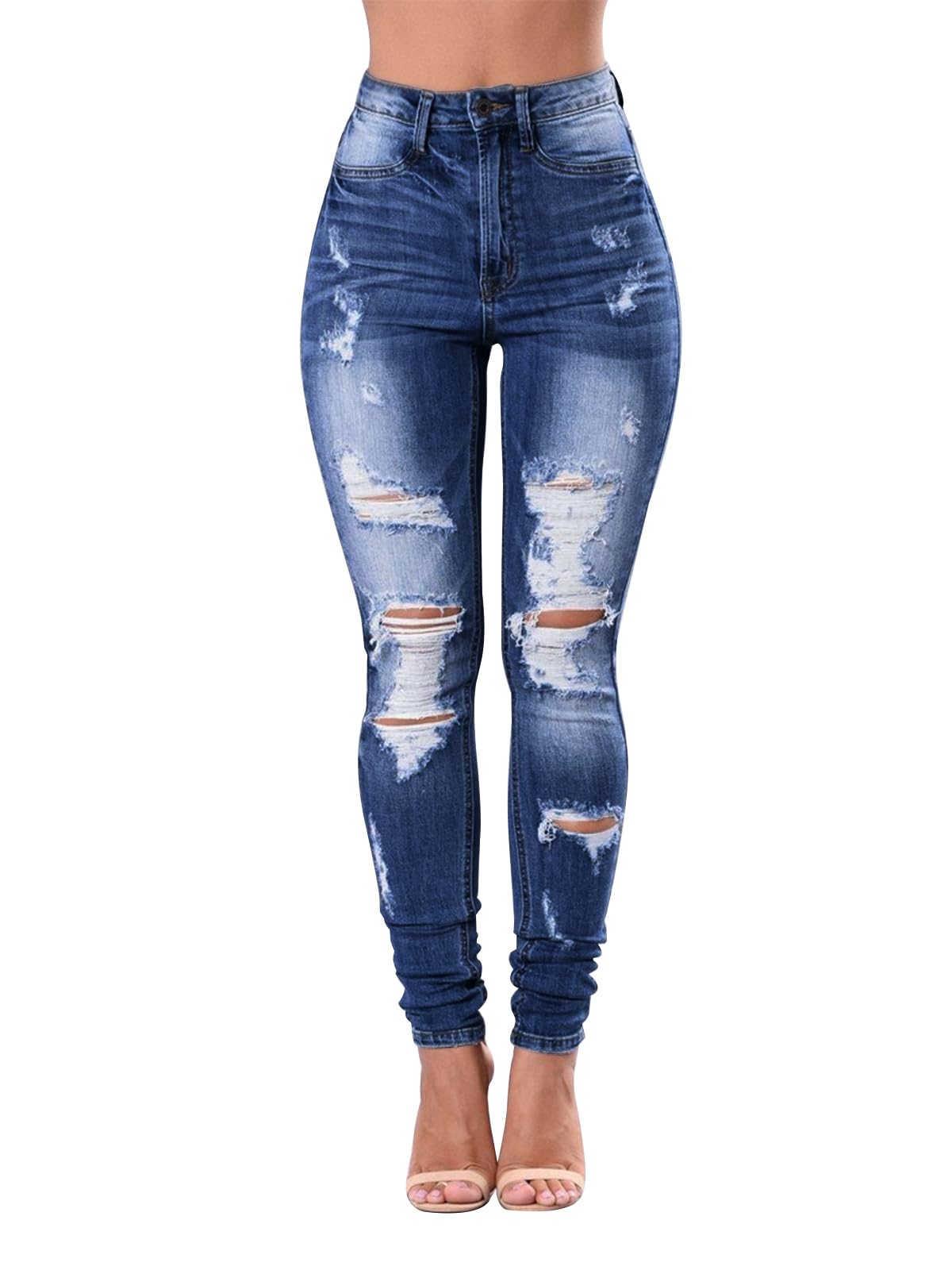 KUNMI Womens Classic High Waisted Skinny Stretch Butt Lifting Jeans Slim Fit Denim Pants