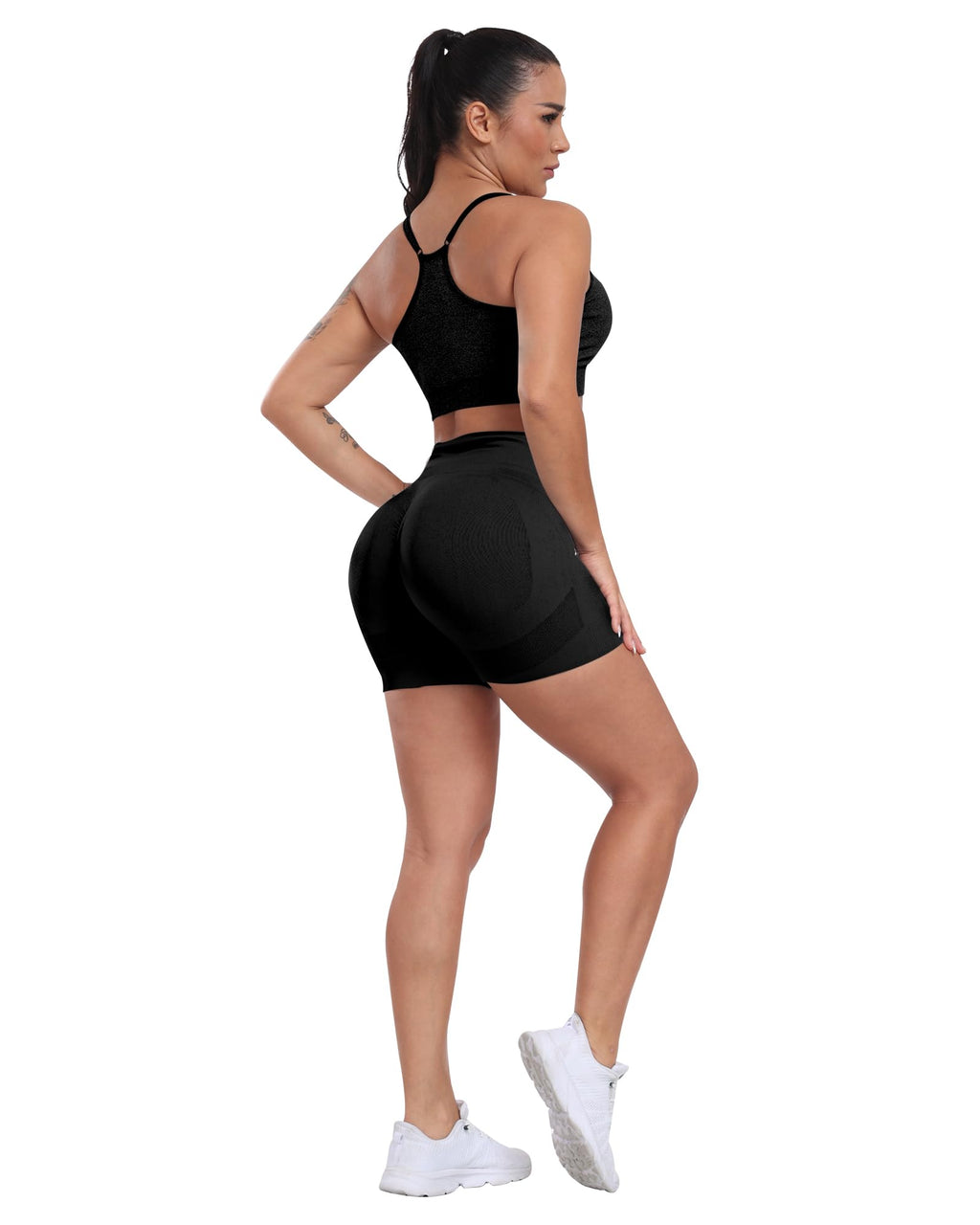 CHRLEISURE Workout Shorts Sets for Women, High Waisted Gym Butt Lifting Scrunch Butt Seamless Shorts