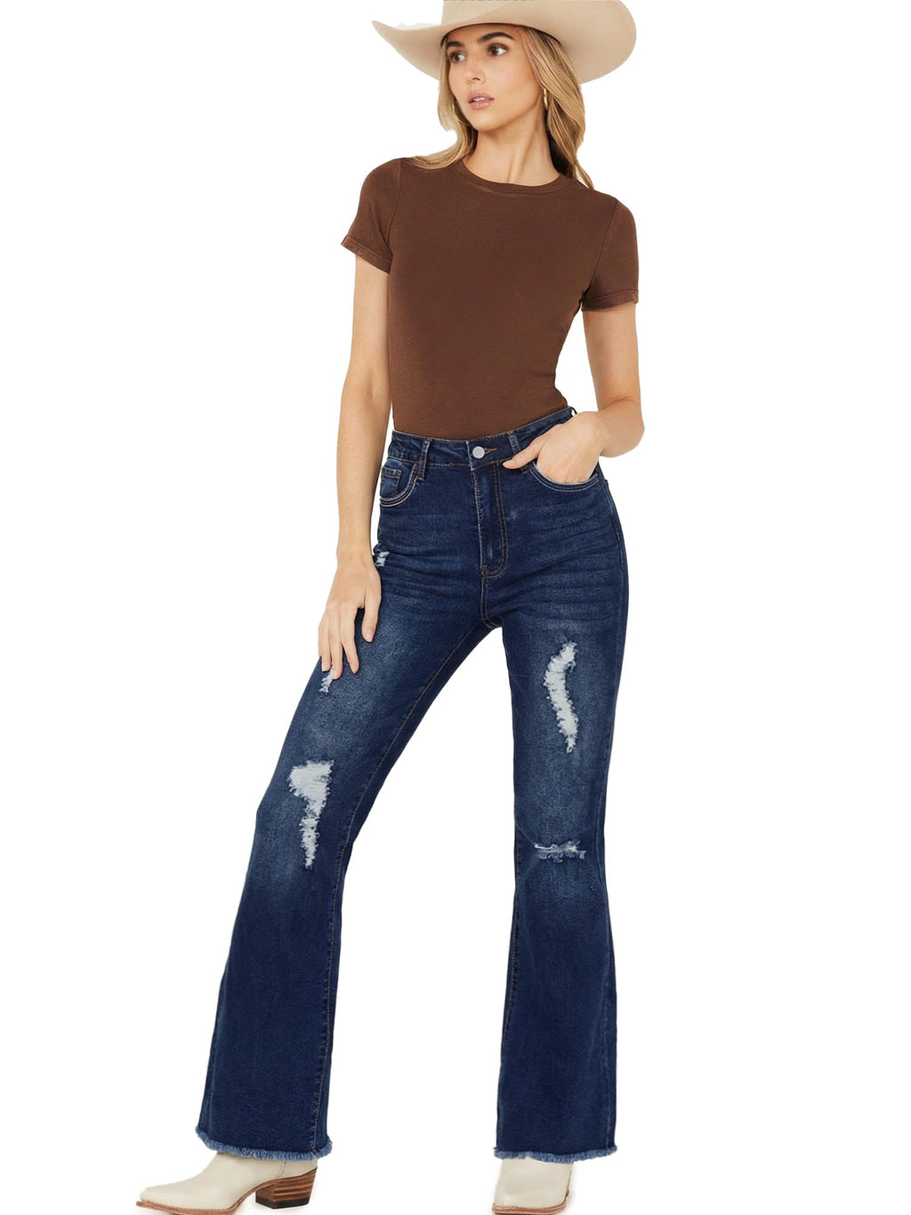 PEIHOT Vintage Bell Bottoms Flare Jeans for Women 90s High Waist Ripped Distressed Wide Leg High Rise Denim Pants