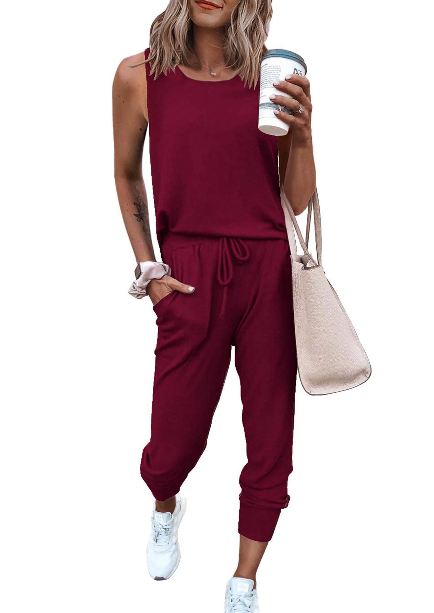 PRETTYGARDEN Women's Two Piece Outfit Sets Casual Summer Sleeveless Matching Lounge Wear Spring Travel Clothes Tracksuit
