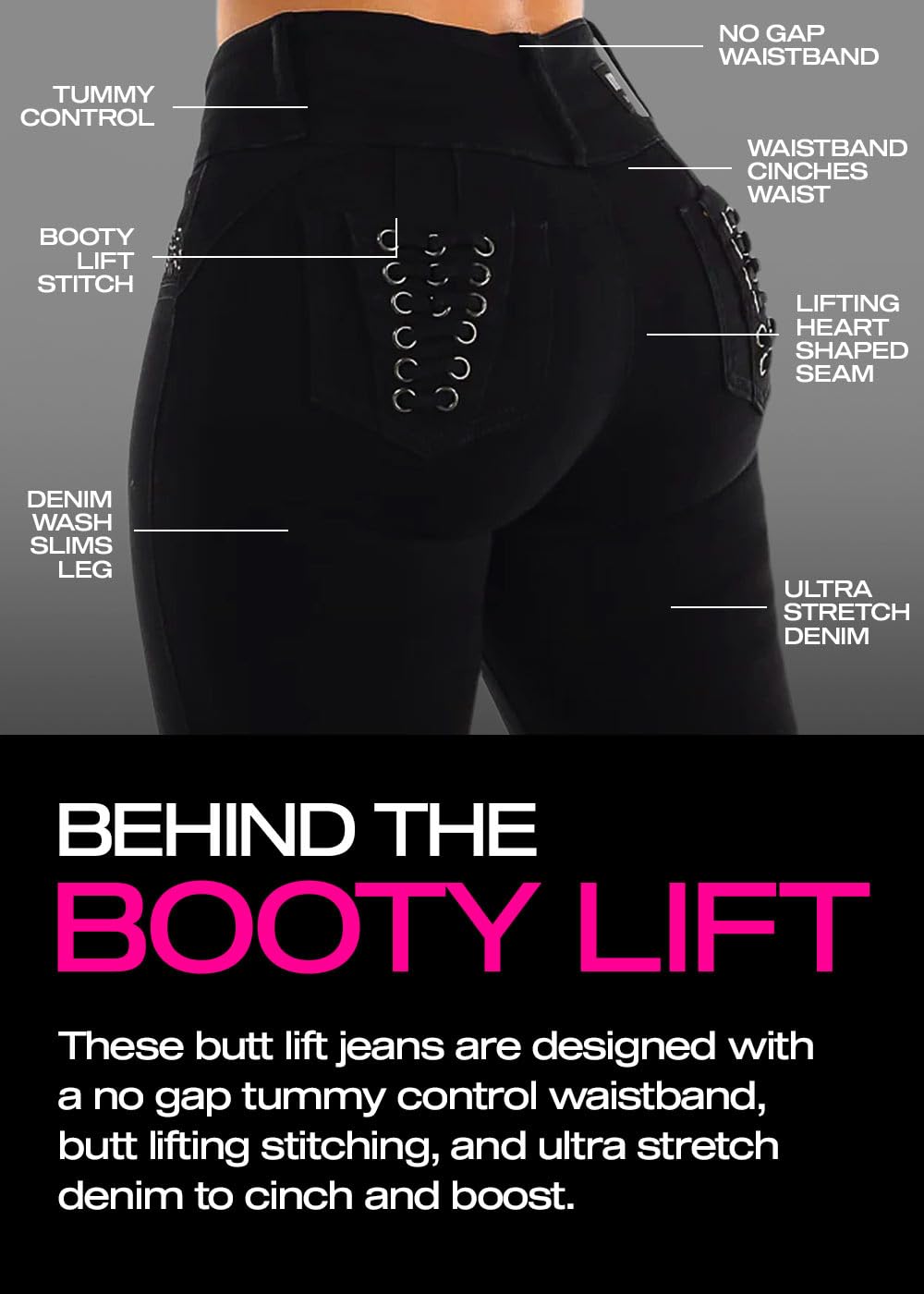 Moda Xpress Butt Lifting Skinny Jeans for Women - High Waisted Levanta Cola Push Up Jeans