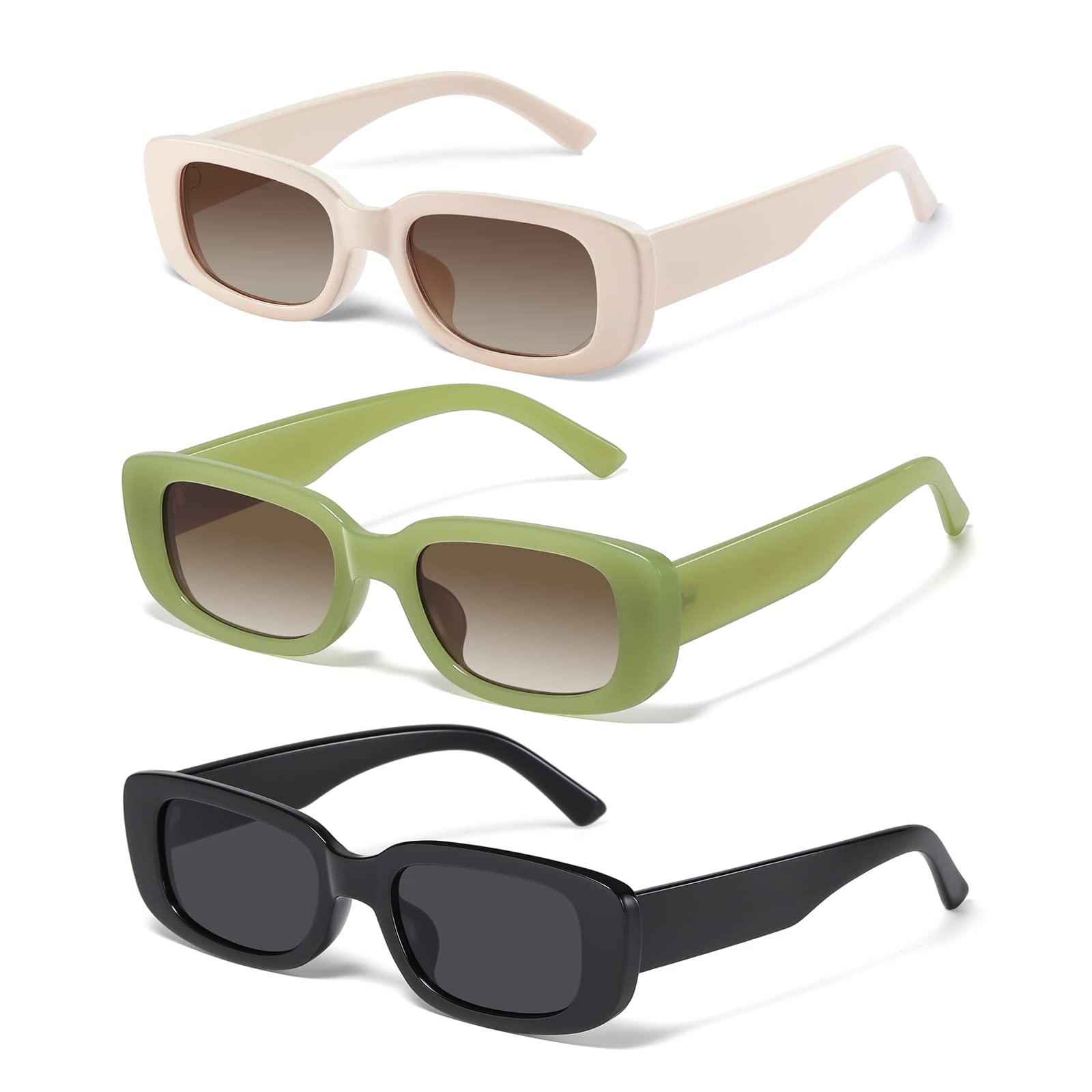 JASPIN Rectangle Sunglasses for Women Men Trendy Y2k Retro 90s Sun Glasses UV Protection Cool Square Frame