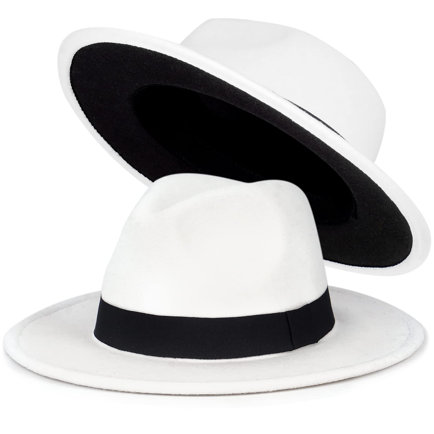 FADACHY Trendy Fedora Hats for Men & Women Wide Brim Felt Hat Dress Panama Hat Two Tone Fedora