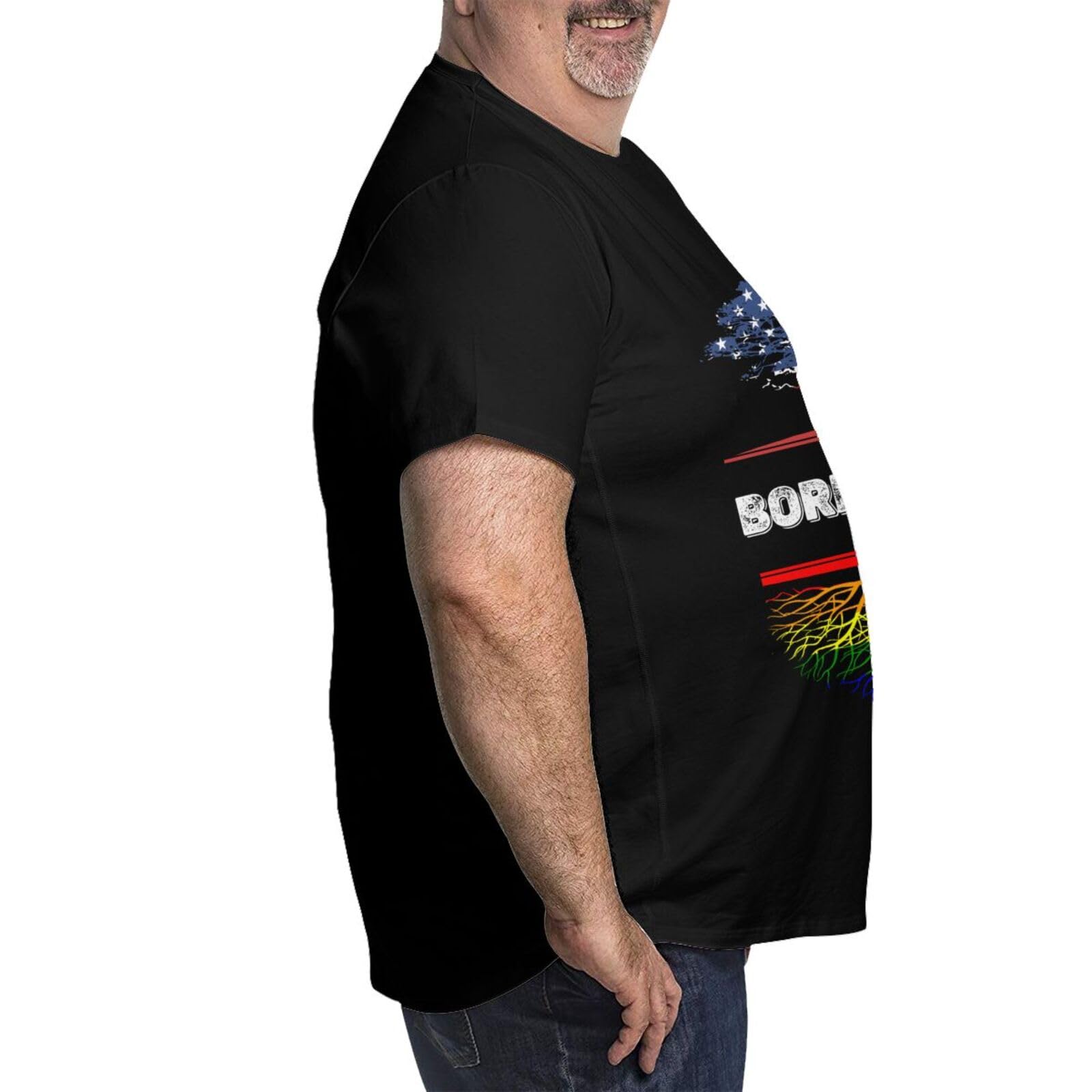 Big and Tall Shirts for Men America Rainbow Gay LGBT Flag Roots Plus Size T-Shirts