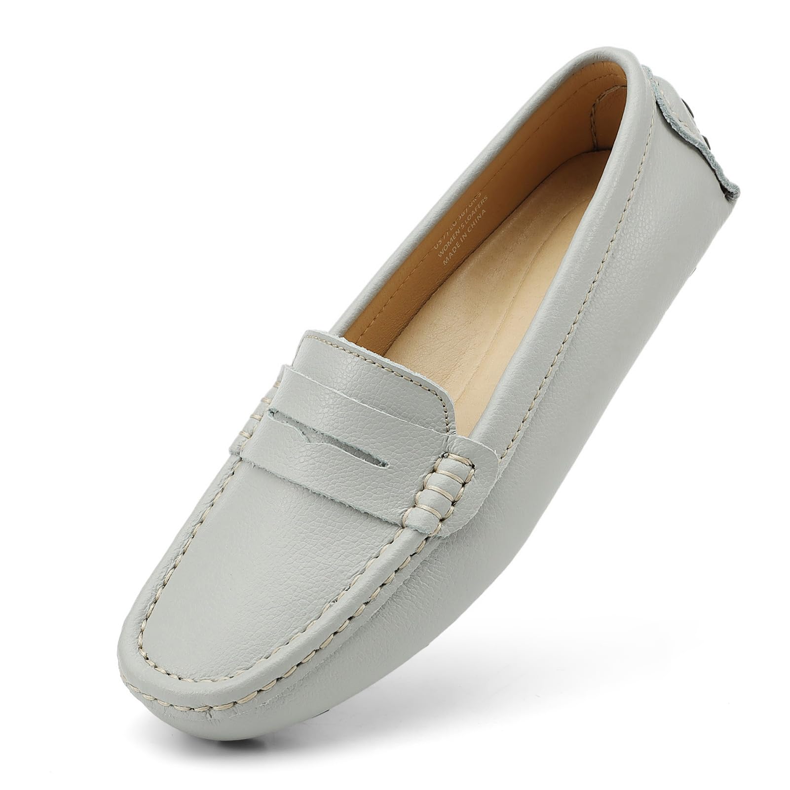 Artisure Women's Classic Comfort Leather Penny Loafers Casual Slip-Ons Lightweight Walking Flats Driving Mocs Boat Shoes