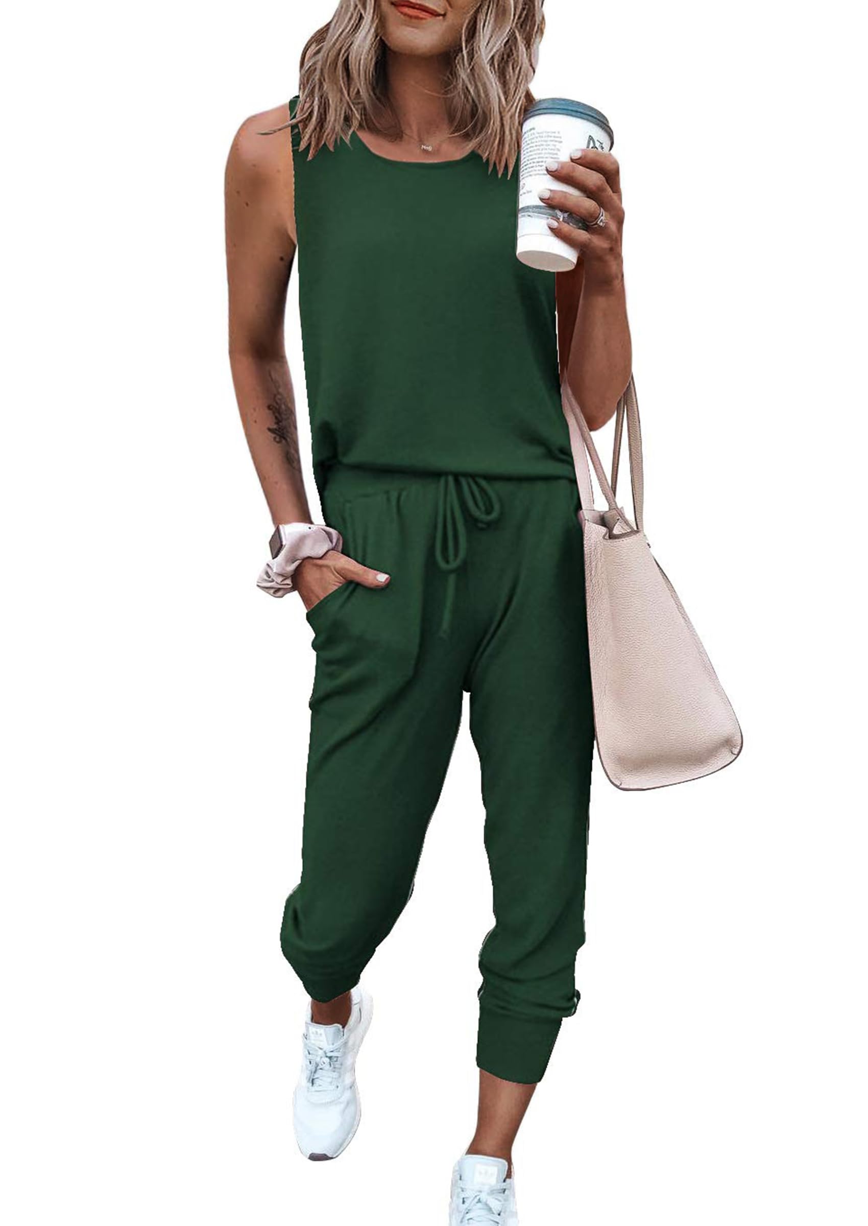 PRETTYGARDEN Women's Two Piece Outfit Sets Casual Summer Sleeveless Matching Lounge Wear Spring Travel Clothes Tracksuit