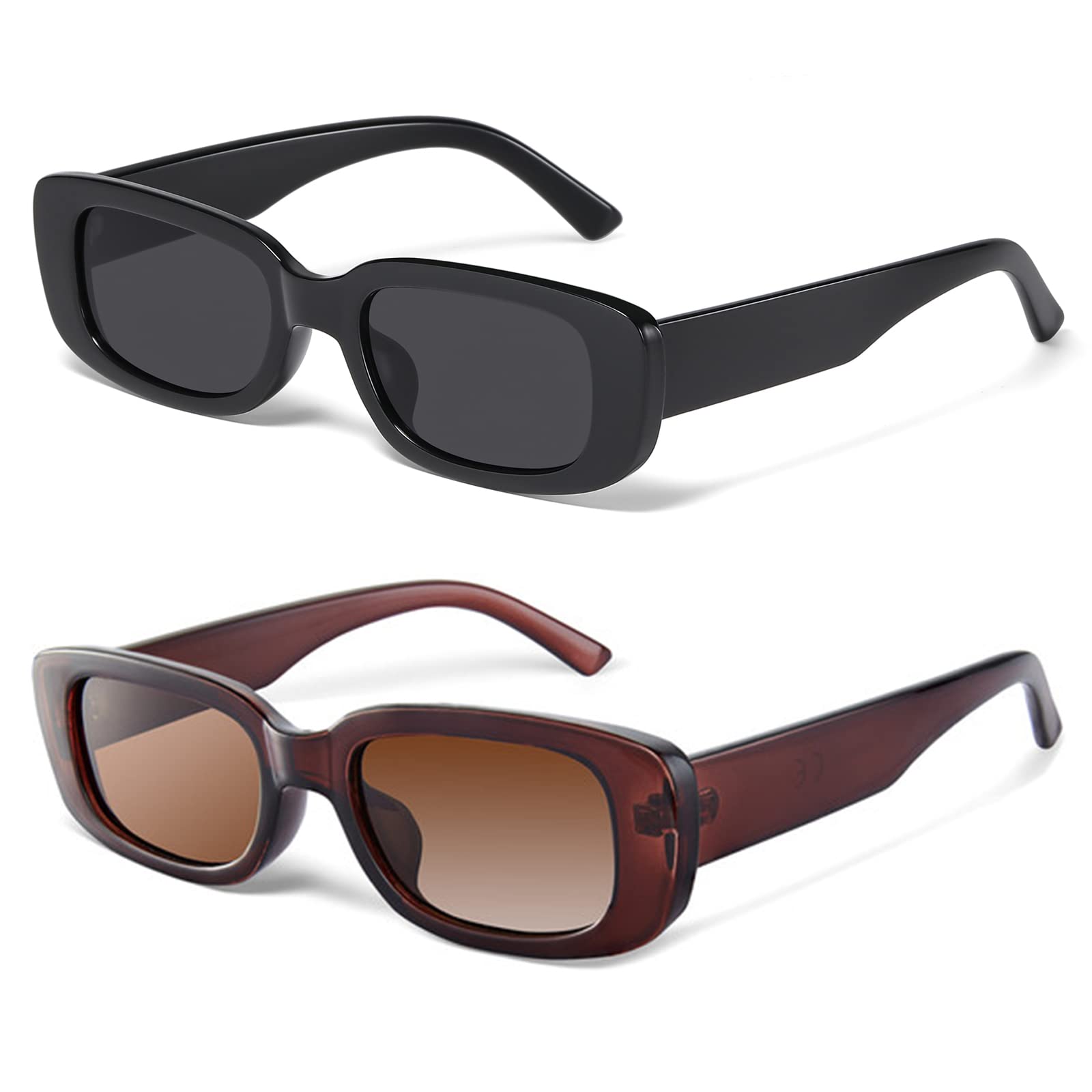 JASPIN Rectangle Sunglasses for Women Men Trendy Y2k Retro 90s Sun Glasses UV Protection Cool Square Frame