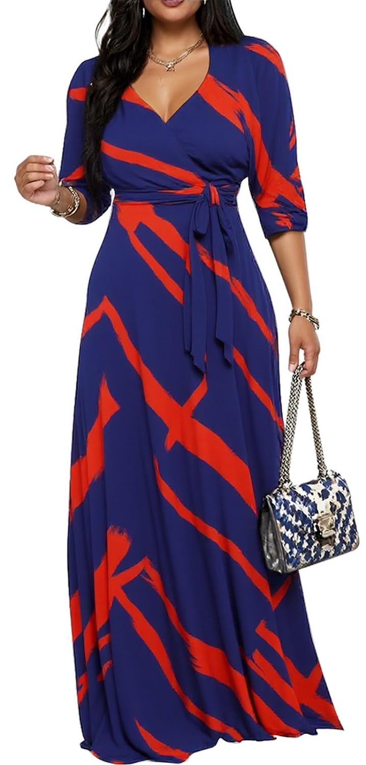 Maxi Dresses for Women Long Dress Casual V-Neck Loose Prom Dresses All Seasons