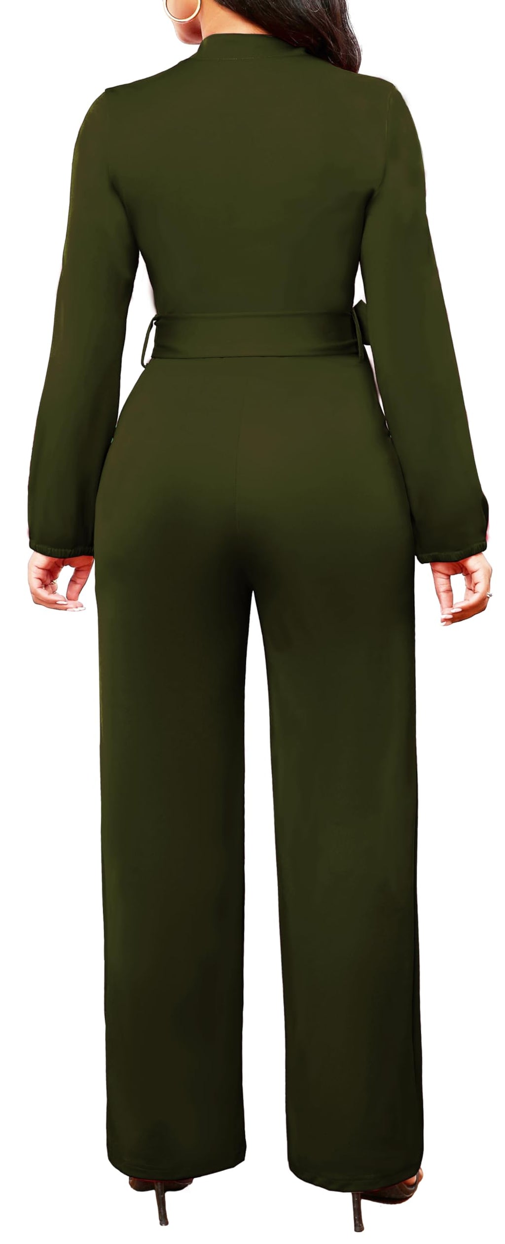 SxClub Jumpsuits for Women Formal Sexy Elegant Long Straight Pants Busineess Party Jumpsuit with Belt Pockets