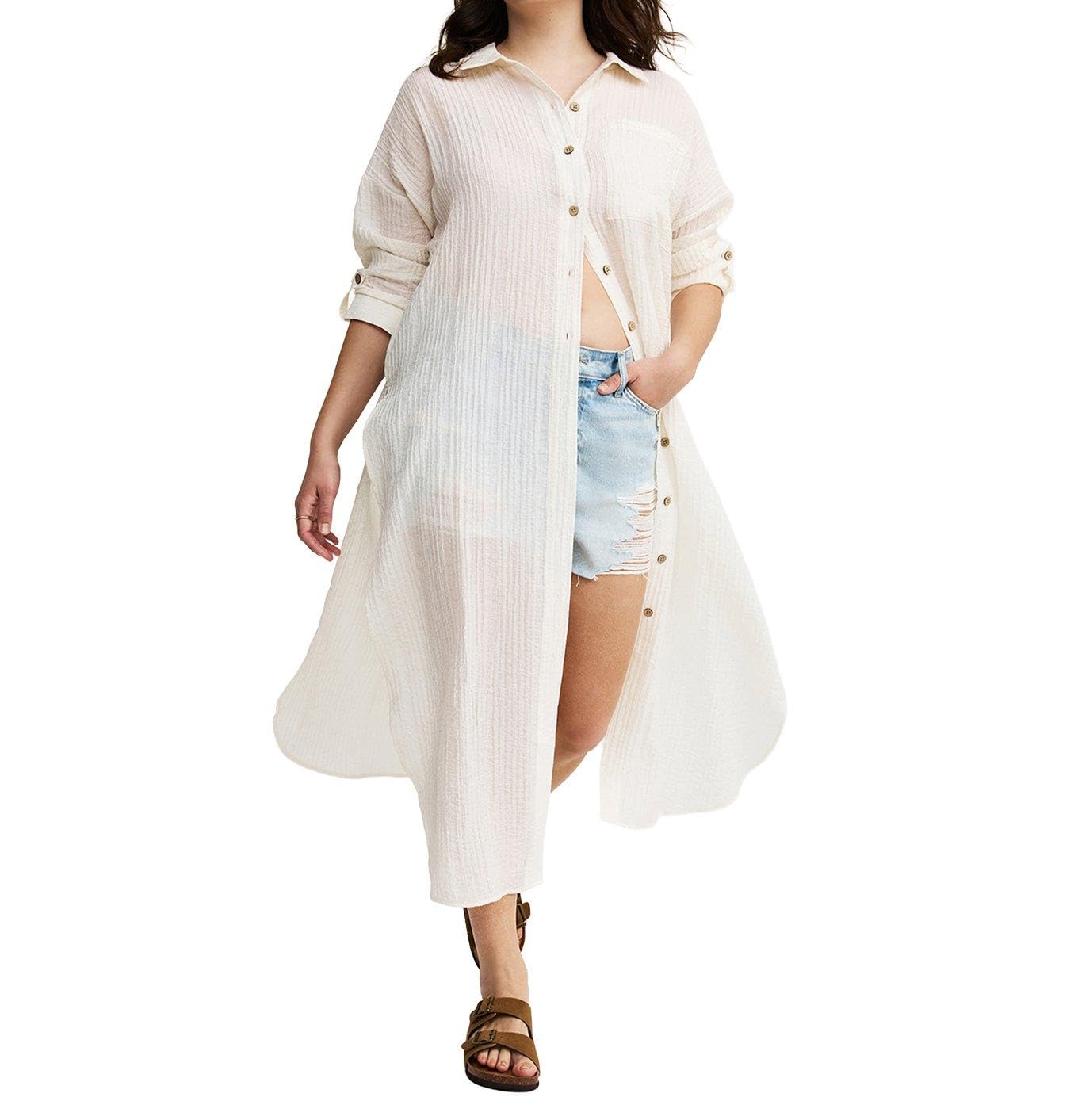 Torrid Women's Plus Size Button-Up Kimono Shirt