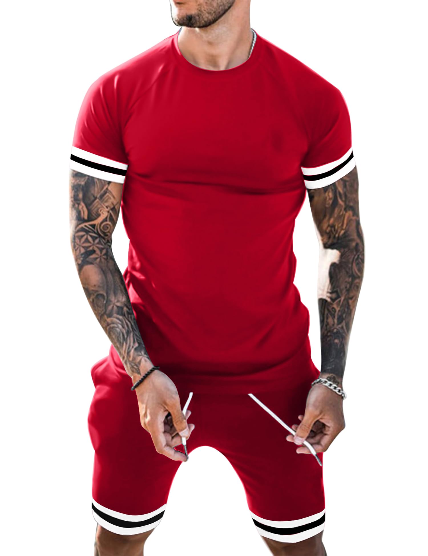 Babioboa Mens Short Sets 2 Piece Outfits Fashion Summer Tracksuit Casual Shirt Shorts Slim Fit Athletic Sports Sweatsuit