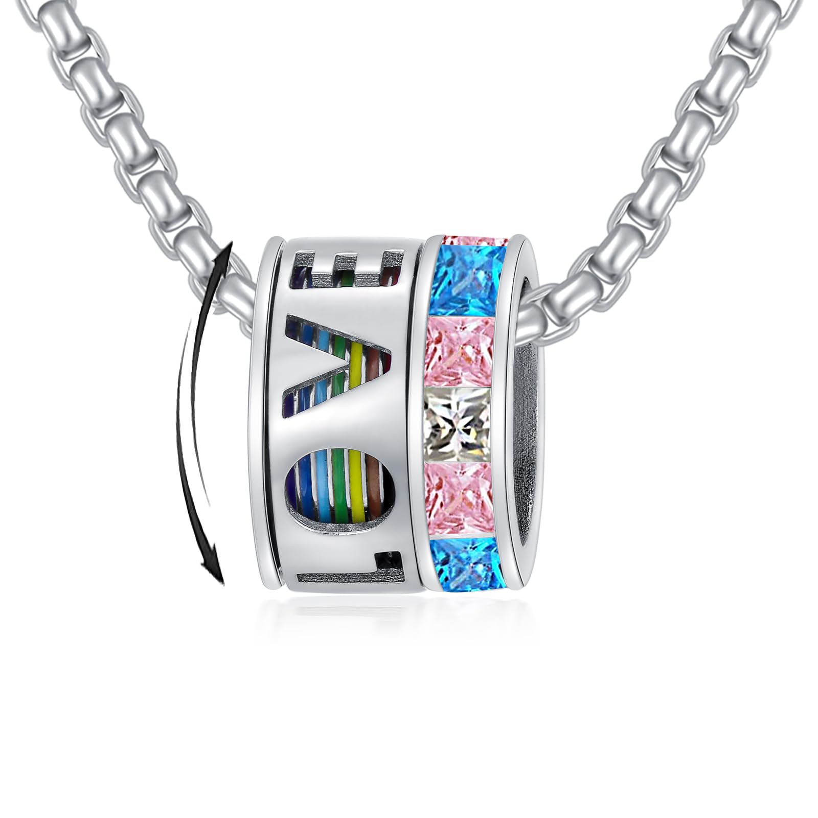 KoyeKei Pride Necklace Gifts for Women Men 925 Sterling Silver Rainbow Pride Pendant LGBT Gay Necklace Jewelry Gifts for Lesbian