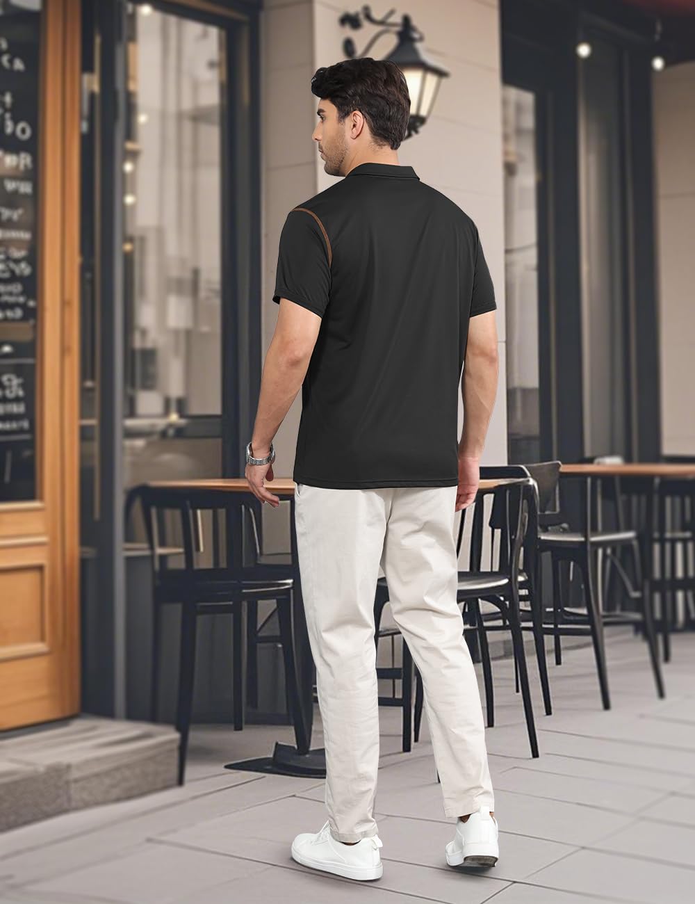 QOSOQ Men's Polo Shirts Short Sleeve Golf Polo T Shirt Lightweight Casual Button Down Shirts Summer Collared with Pocket
