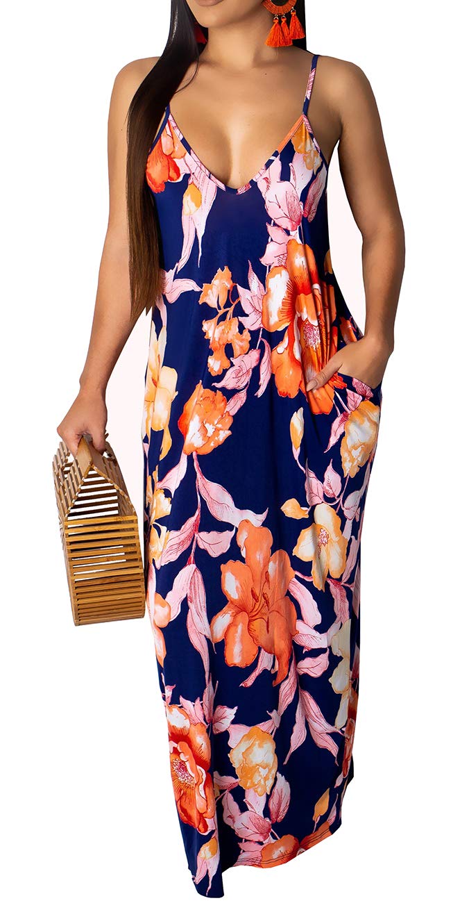 BessCops Summer Maxi Dresses for Women 2026 Plus Size Sundresses Casual Fashion Sleeveless Loose Long Sexy Dress with Pockets