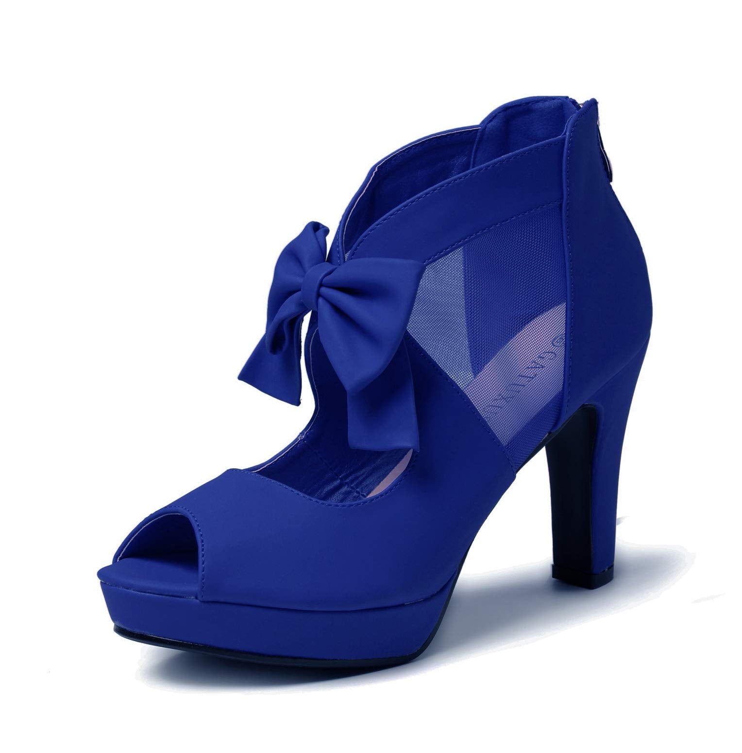 GATUXUS Open Toe Women Platform High Heel Shoes Bows Strappy Sandals