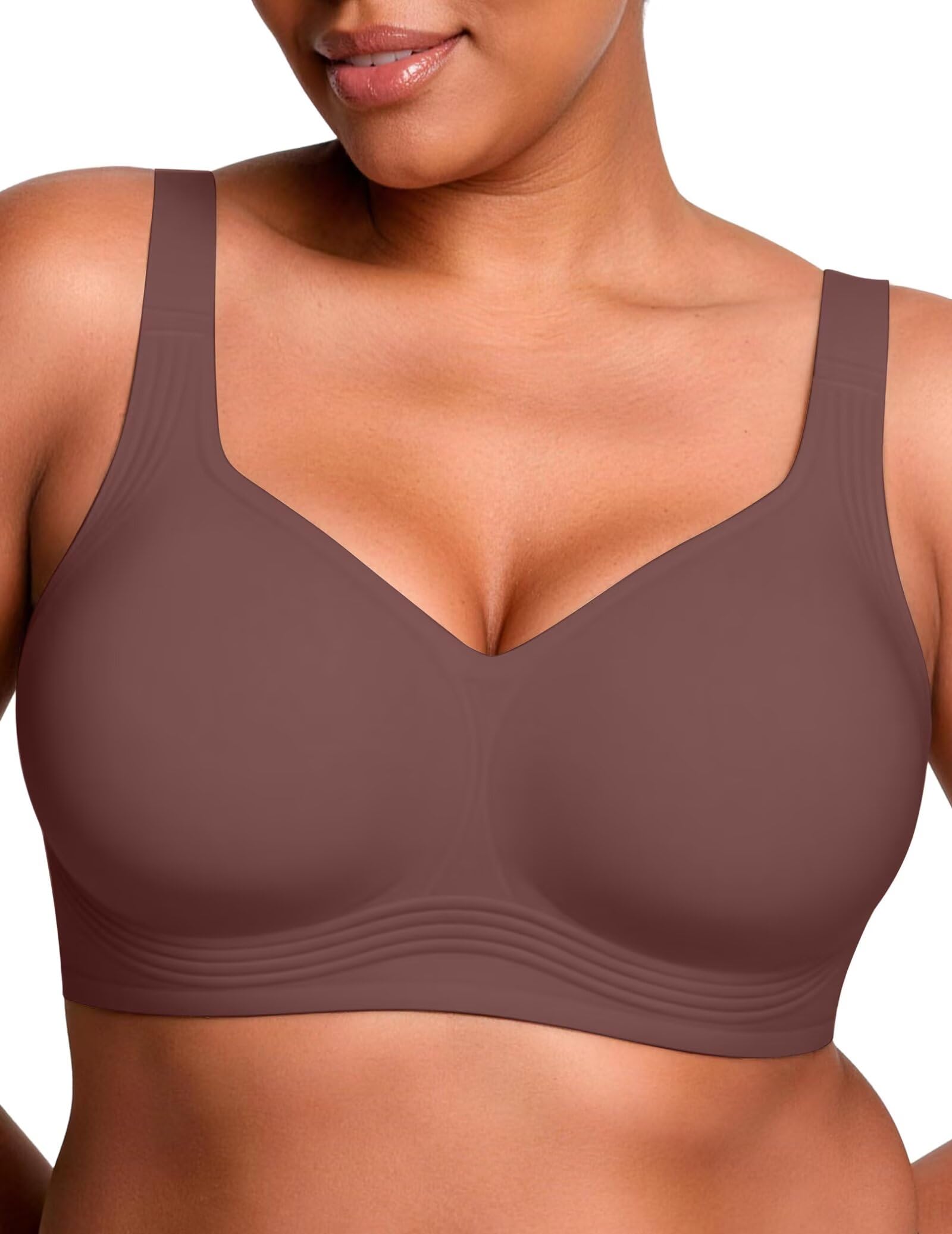 Vertvie Jelly Bras for Women Plus Size Minimizer Soft Wireless Push Up Bra Full Supportive Older Lift Back Coverage Bralette
