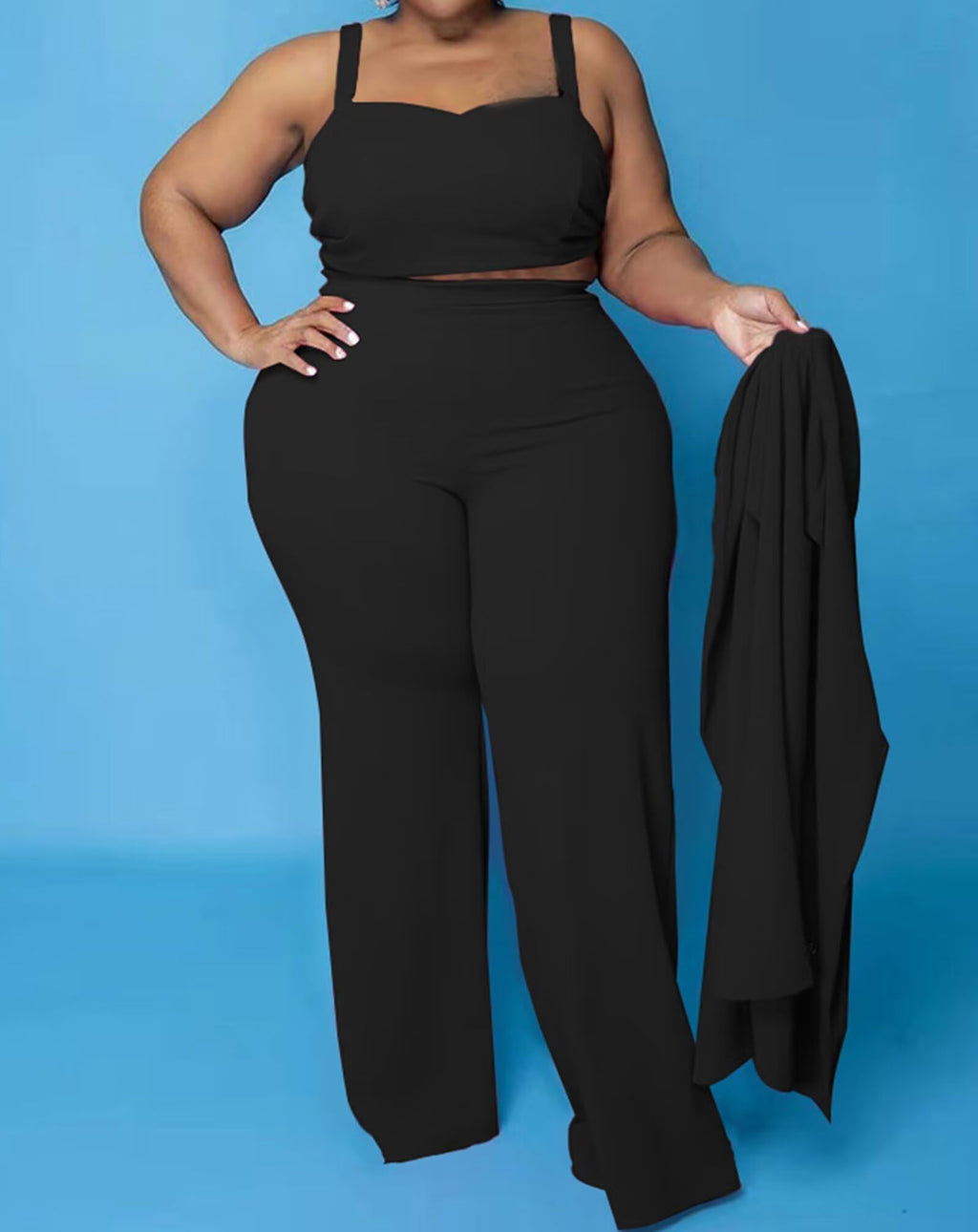 Women Plus Size Pants Suits 3 Piece Set Long Sleeve Blazer Pants Suit Sets Dressy Business Casual Office Work Outfits