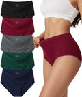Vevmon Cotton Underwear for Women High Waisted Full Coverage Briefs Soft Ladies Panties 5 Pack