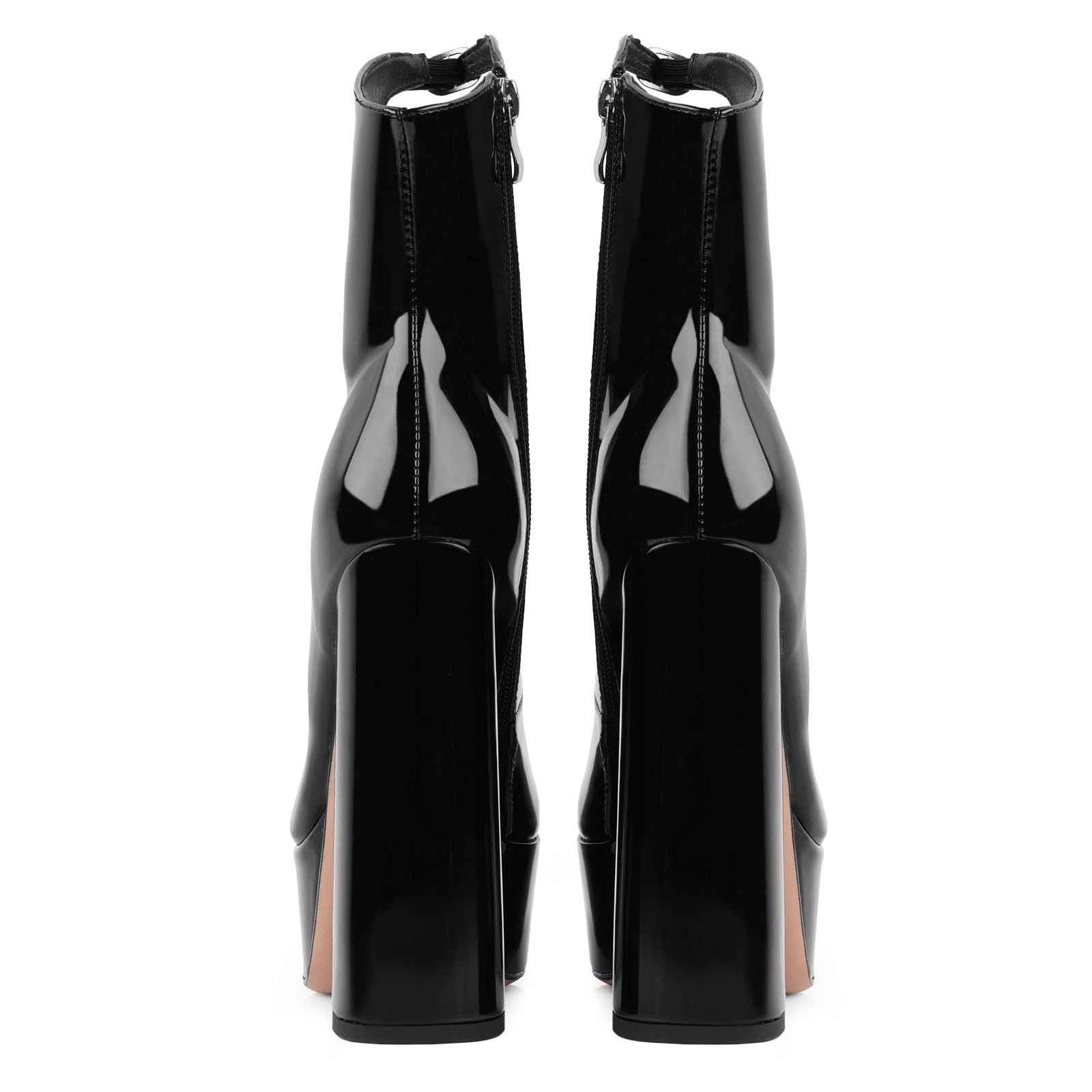 FancyQueen Platform Boots for Women, Chunky Platform Heels Goth Boots, Side Zipper Block Heels